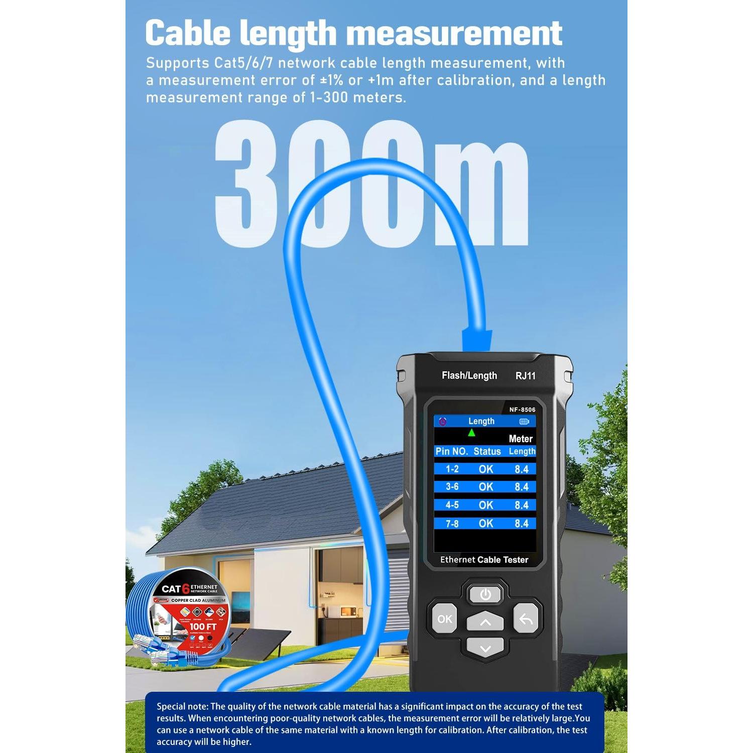Probador de Cable de Red NF-8506 - Multifuncional, PoE, TDR