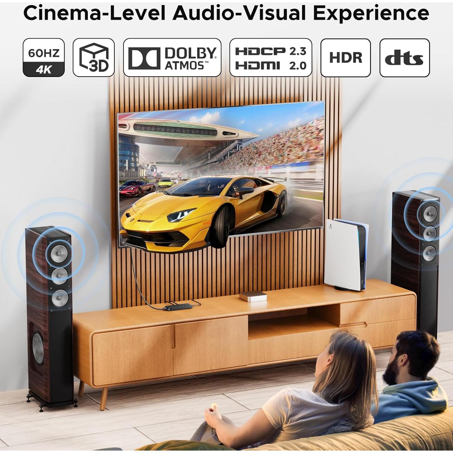 ByteWave HDMI Switch 5 in 1 Out with Remote - 4K@60Hz, HDCP2.3, HDR, 3D, Dolby Support, Multi HDMI Port Selector Box, 5x1 Game Switcher Hub Compatible with PS5 Nintendo Switch1/2 Xbox Roku TV Stick