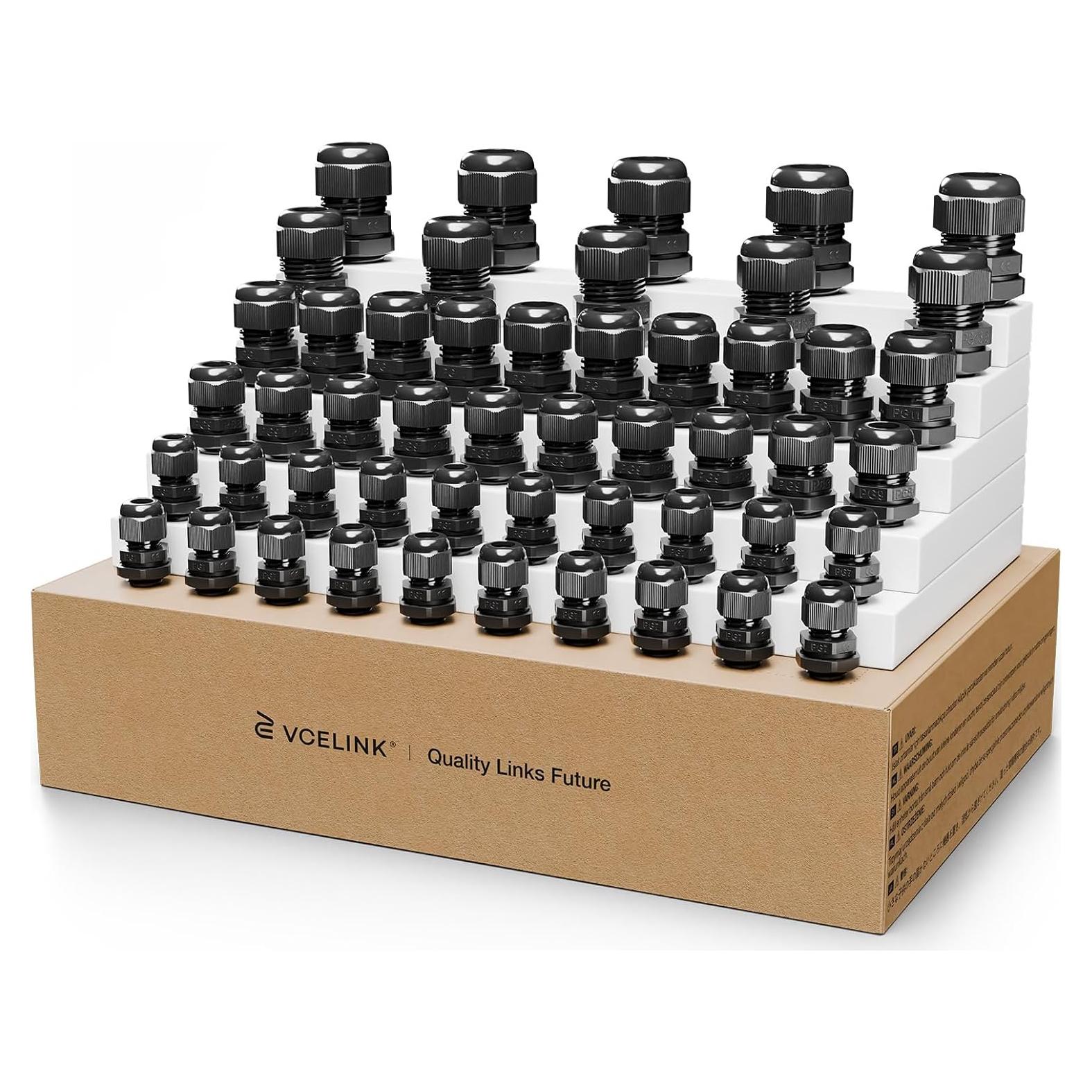 VCELINK Kit de 50 Conectores de Cable IP68 Nylon Negro