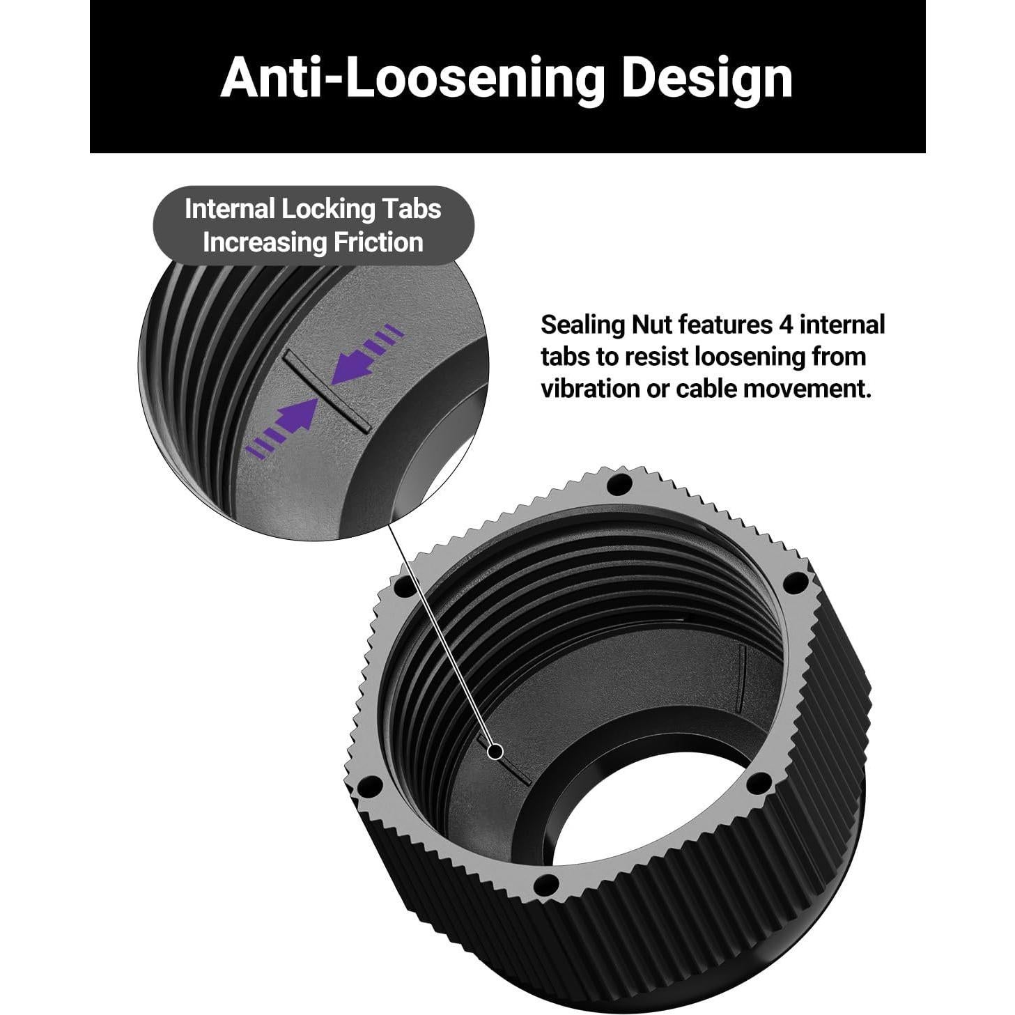 VCELINK Kit de 50 Conectores de Cable IP68 Nylon Negro