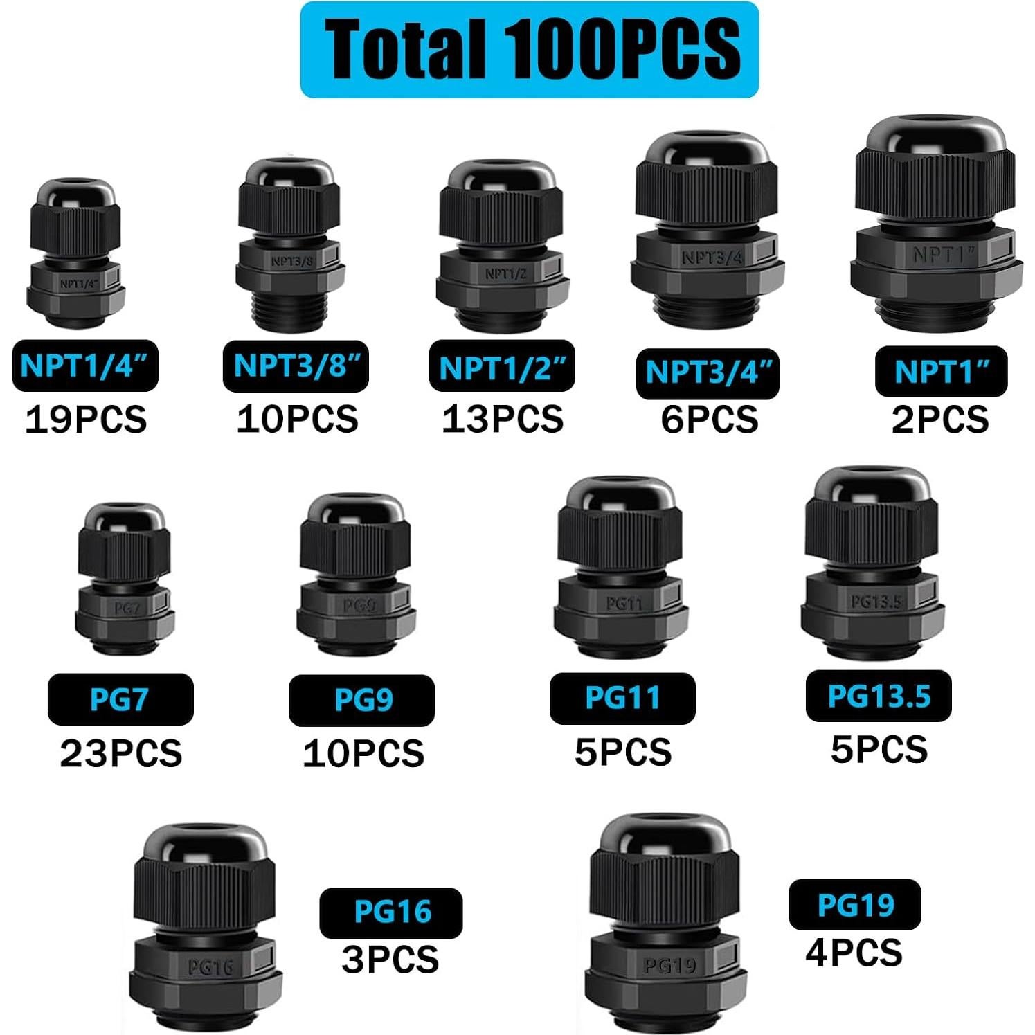 Kit de Conectores de Cable Impermeables IP68 Maierke 100PCS