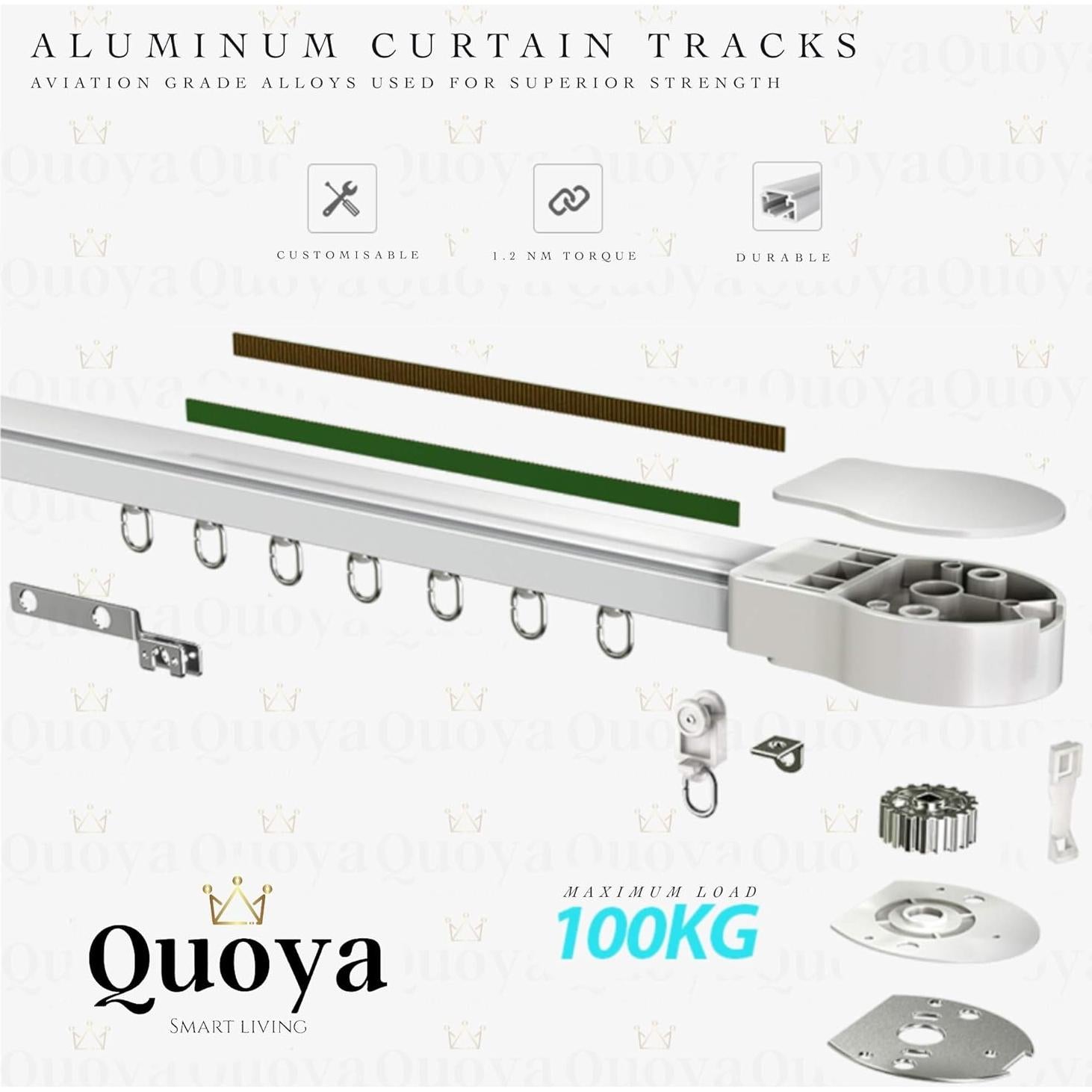 Cortinas Inteligentes Quoya QL500, Pista Eléctrica 7m, Control Alexa