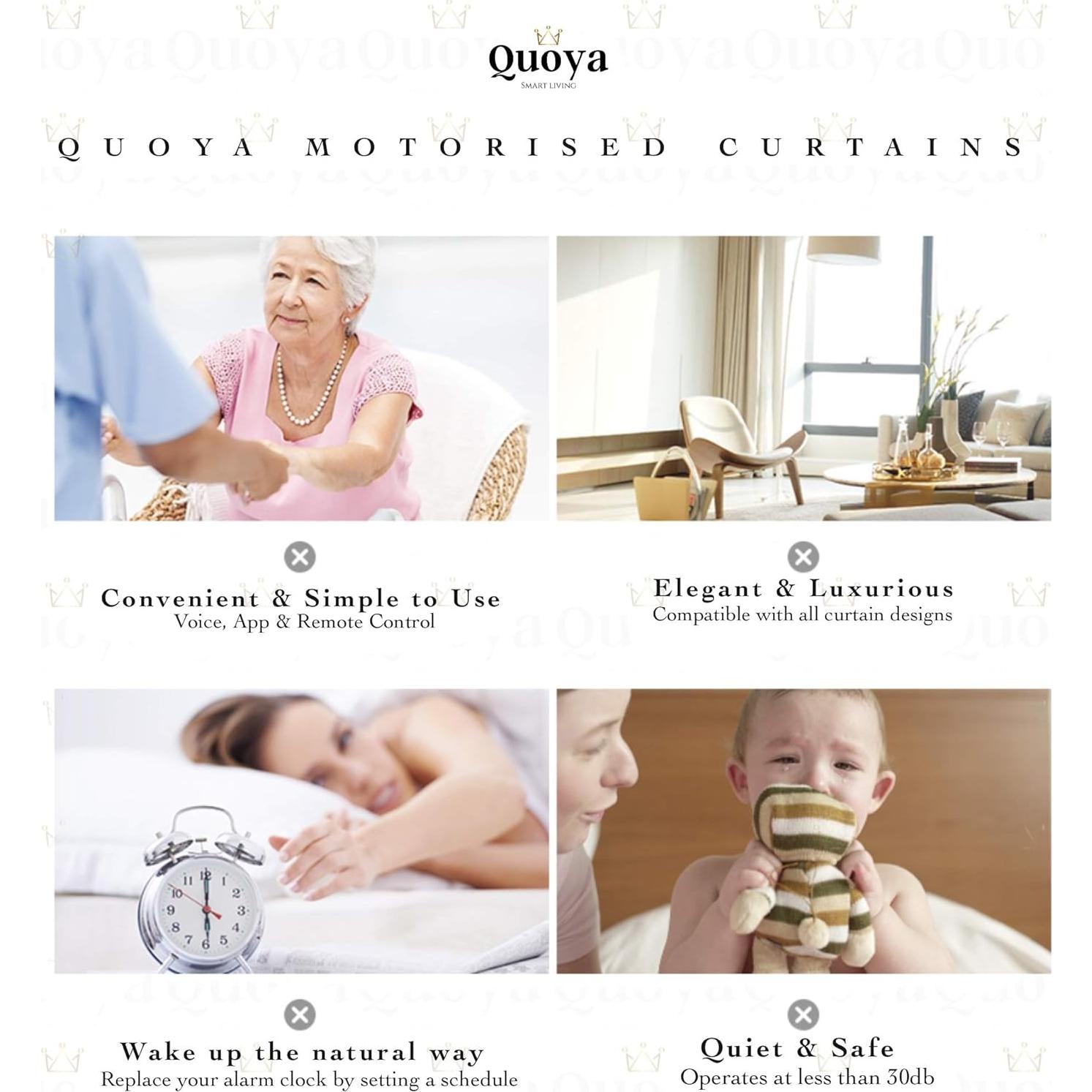 Cortinas Inteligentes Quoya QL500, Pista Eléctrica 7m, Control Alexa