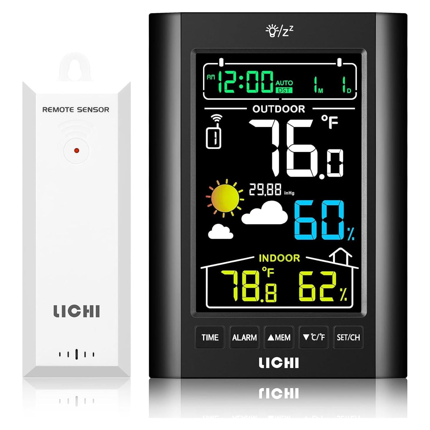 Estación Meteorológica Inalámbrica LICHI LC808 con Sensor 100m