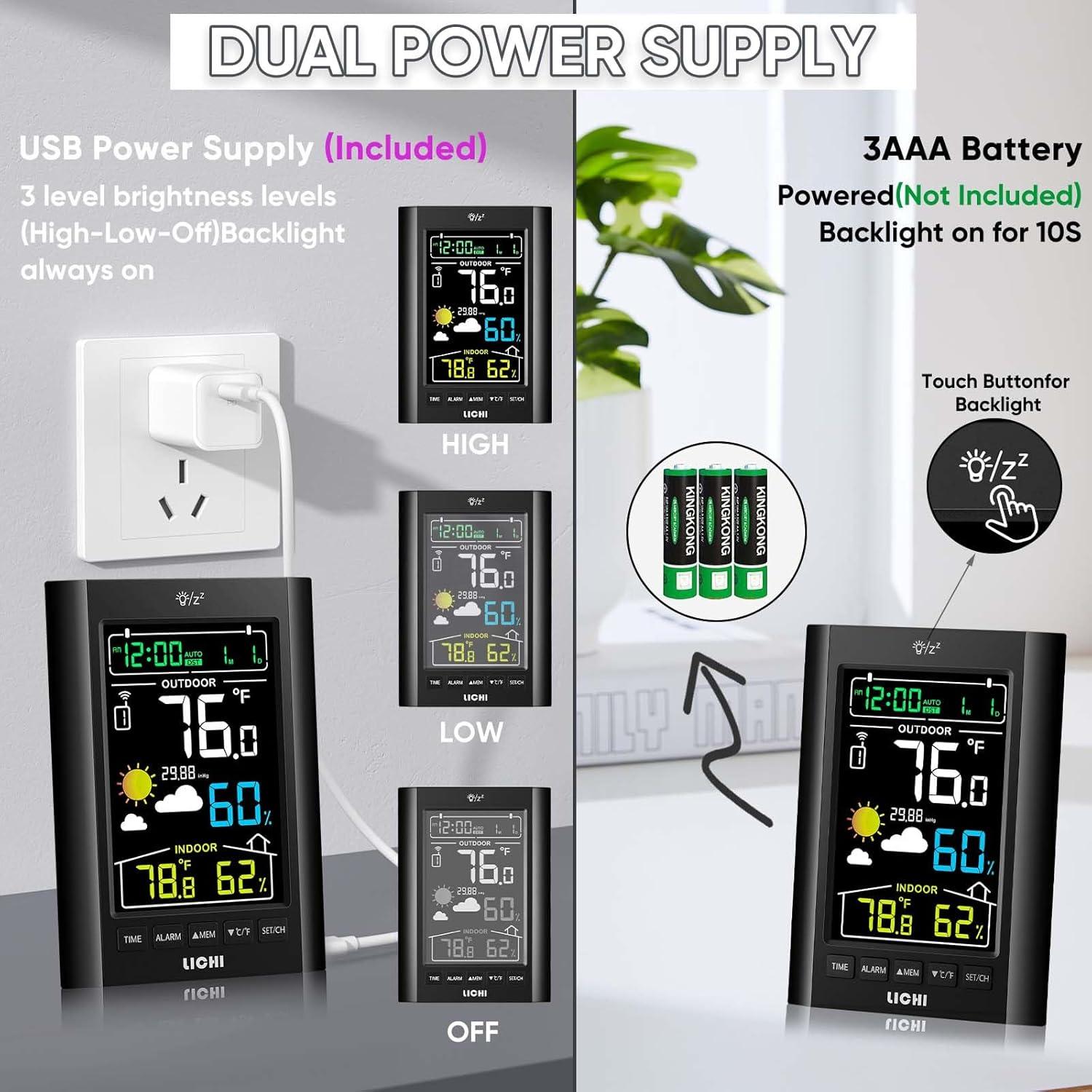 Estación Meteorológica Inalámbrica LICHI LC808 con Sensor 100m