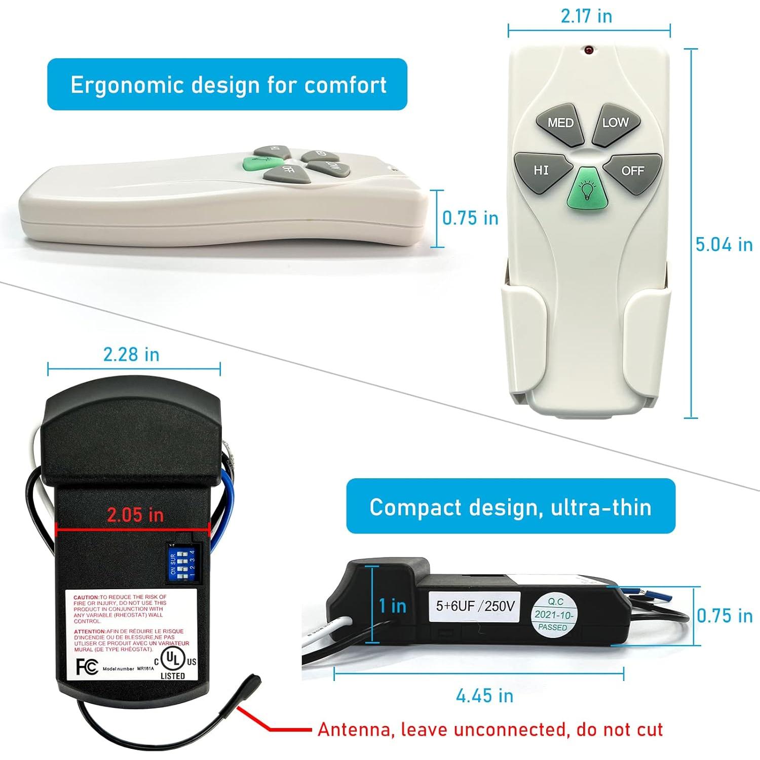 Control Remoto Universal YukiHalu para Ventilador de Techo 3 Velocidades