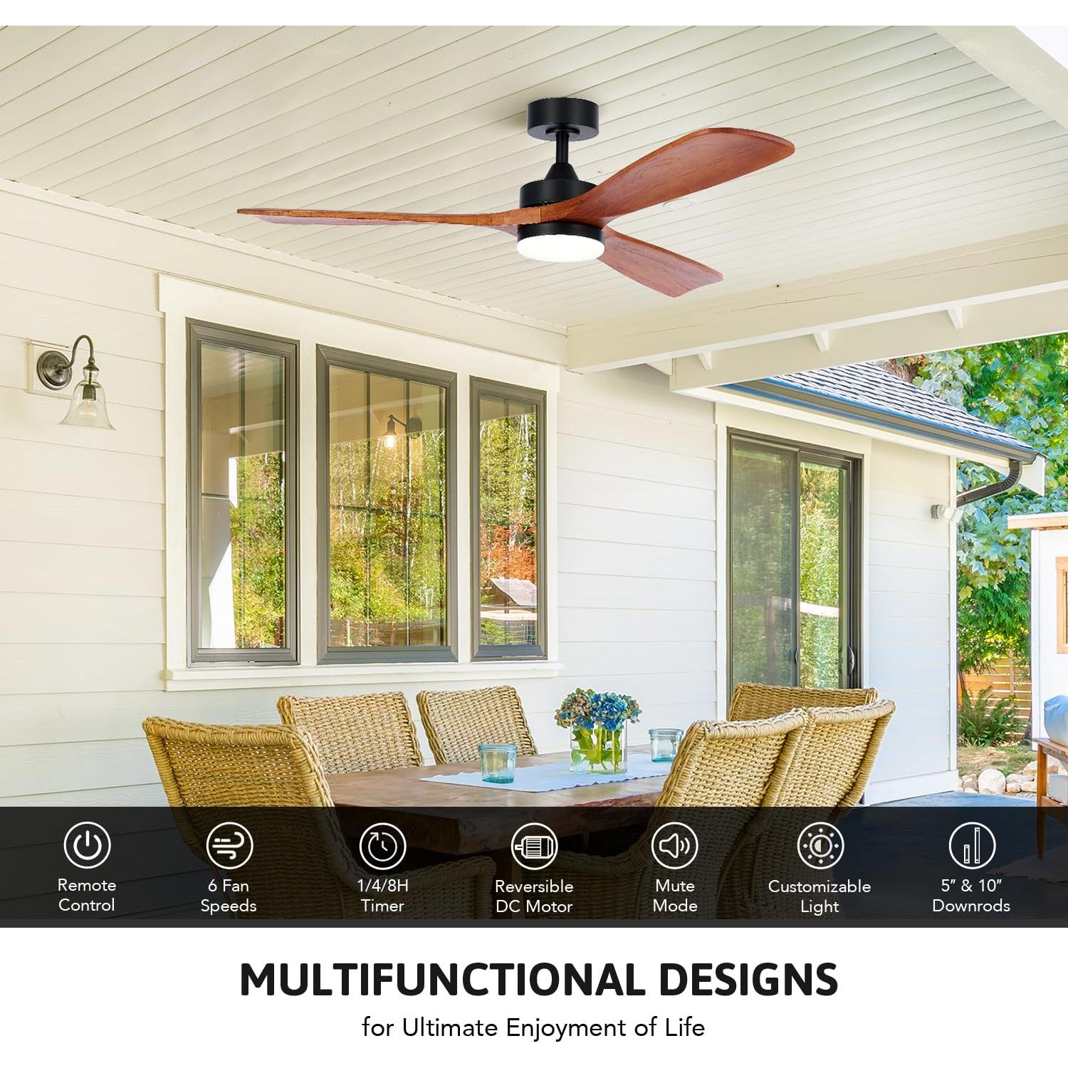 Ventilador de Techo VONLUCE 52" con Luces y Control Remoto