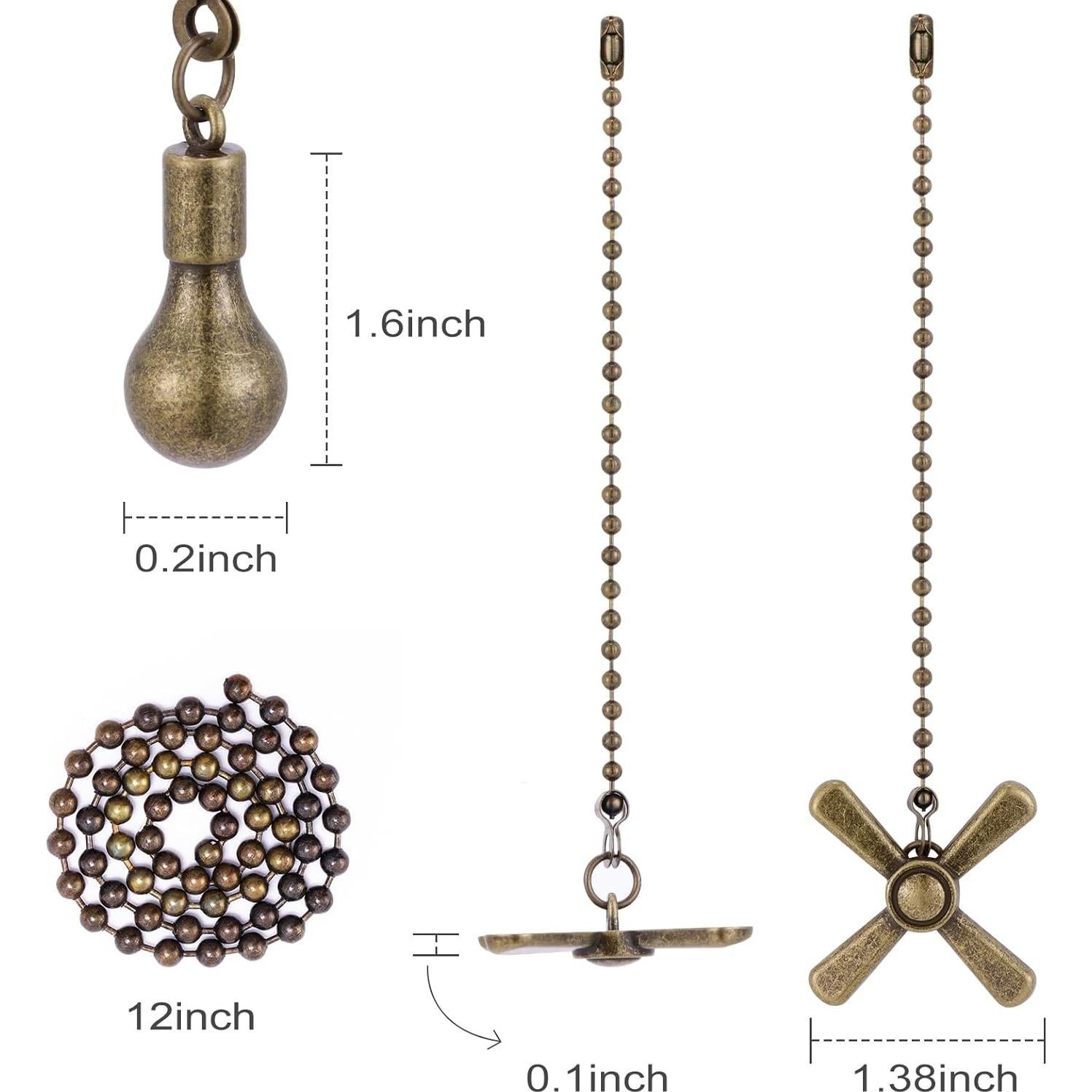 Cadenas de Tirón Decorativas para Ventilador de Techo Kelduemi