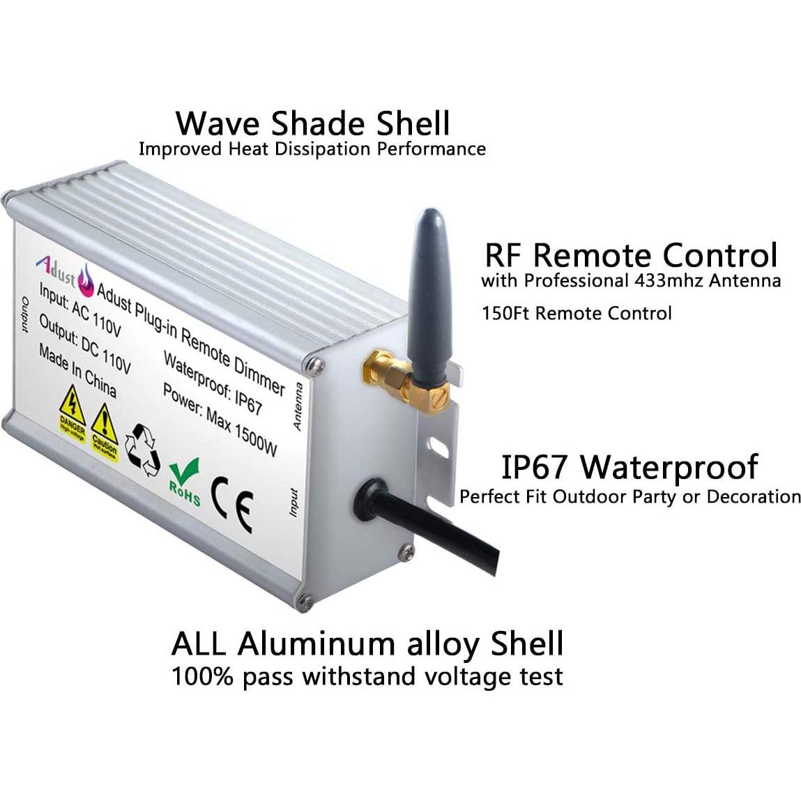 Atenuador Inalámbrico Exterior Adust 1500W IP67 con Control Remoto