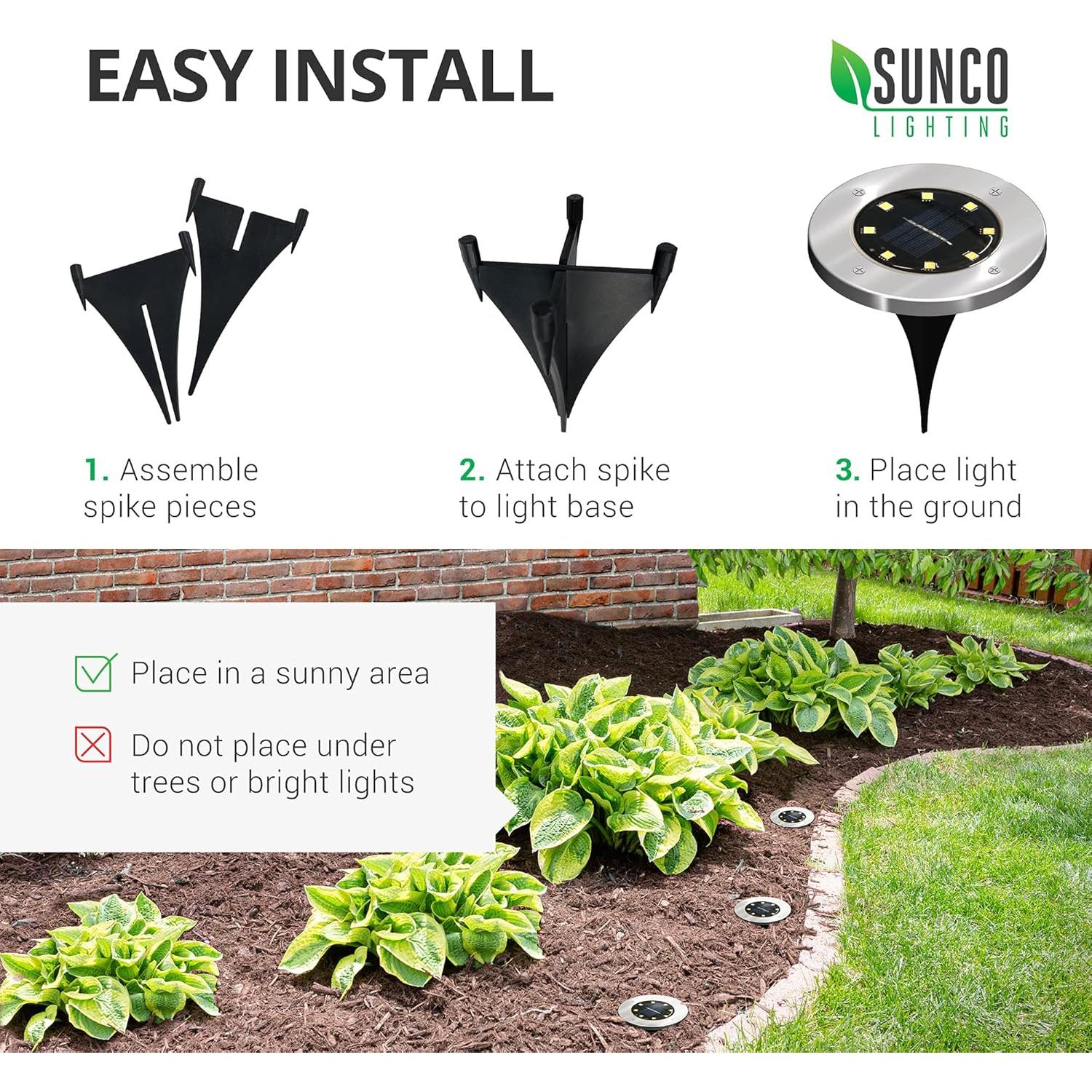 Luces Solares para Jardín Sunco LED 12 Piezas 5000K Impermeables