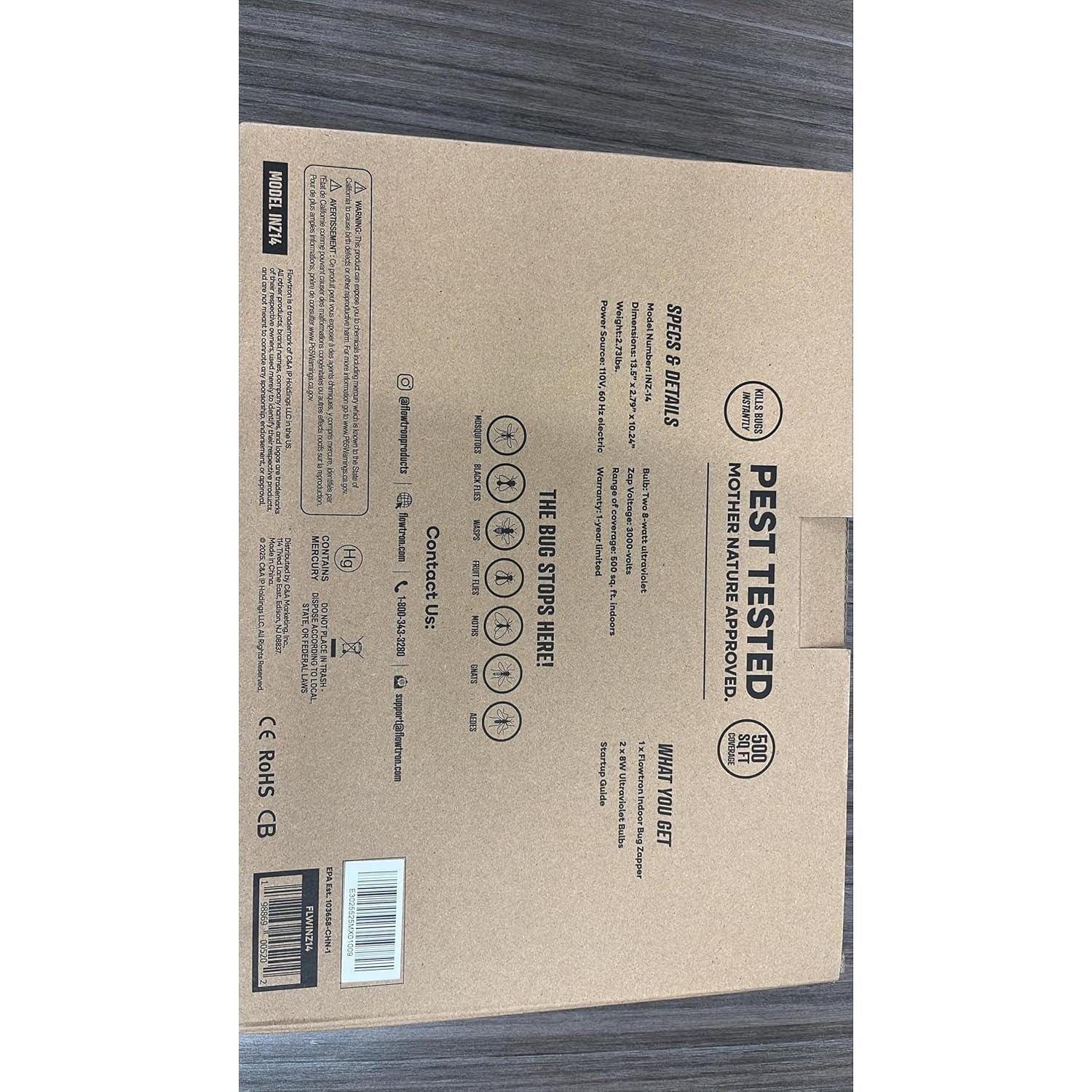 Zapper de Insectos Flowtron 16W UV Doble 500 m² Interior