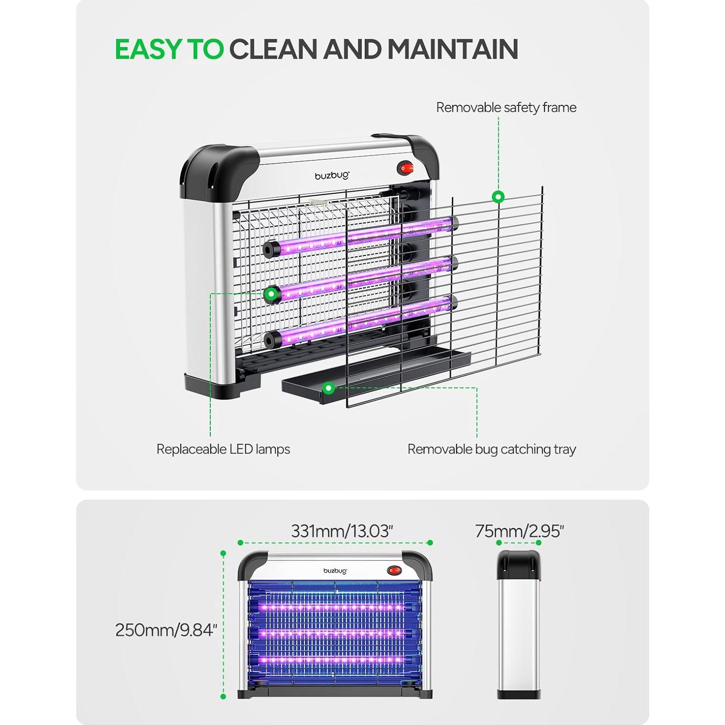 Zapper de Insectos Buzbug MA-009 LED 3 Lámparas 3800V