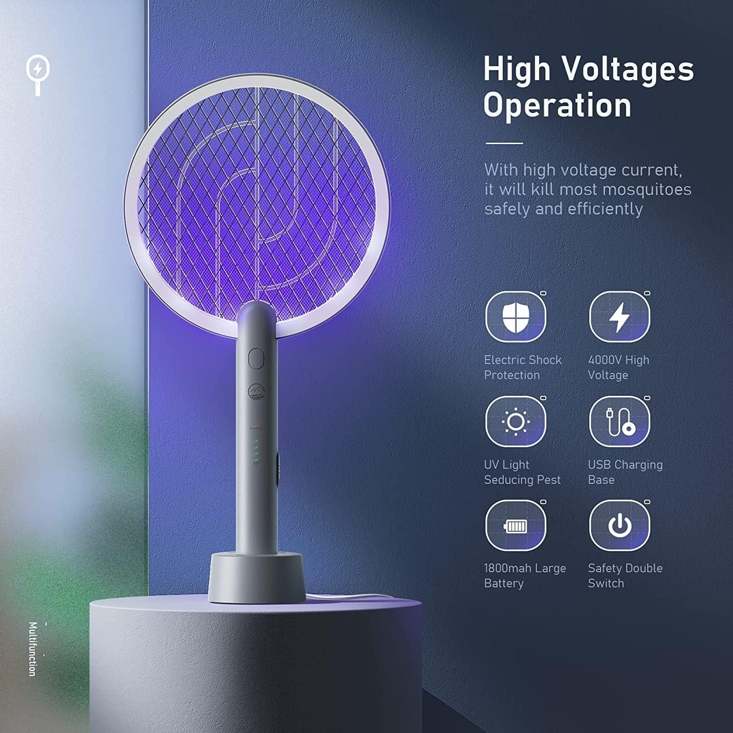 Raqueta Eléctrica Mosiller WD-942 2 en 1 con Base USB