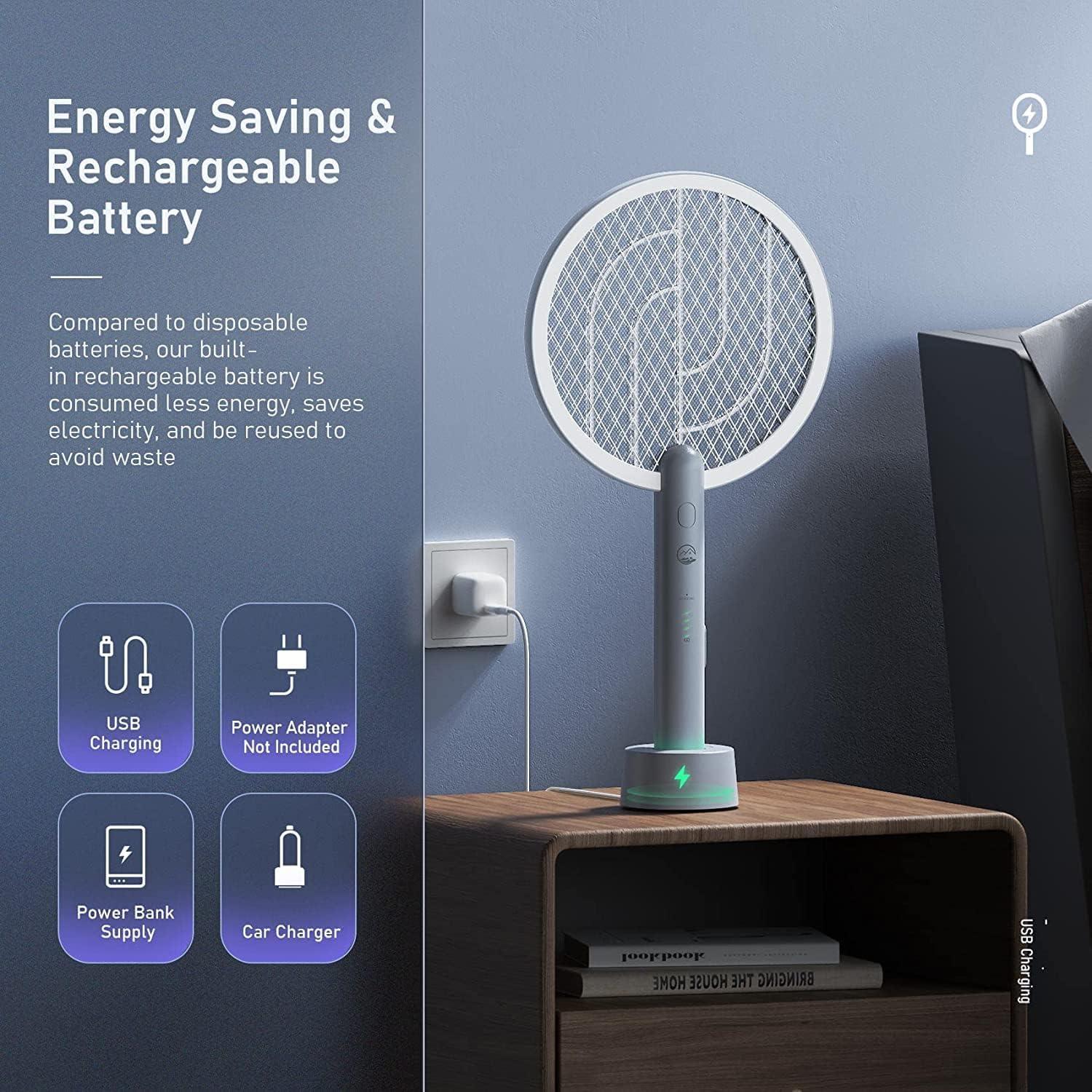 Raqueta Eléctrica Mosiller WD-942 2 en 1 con Base USB