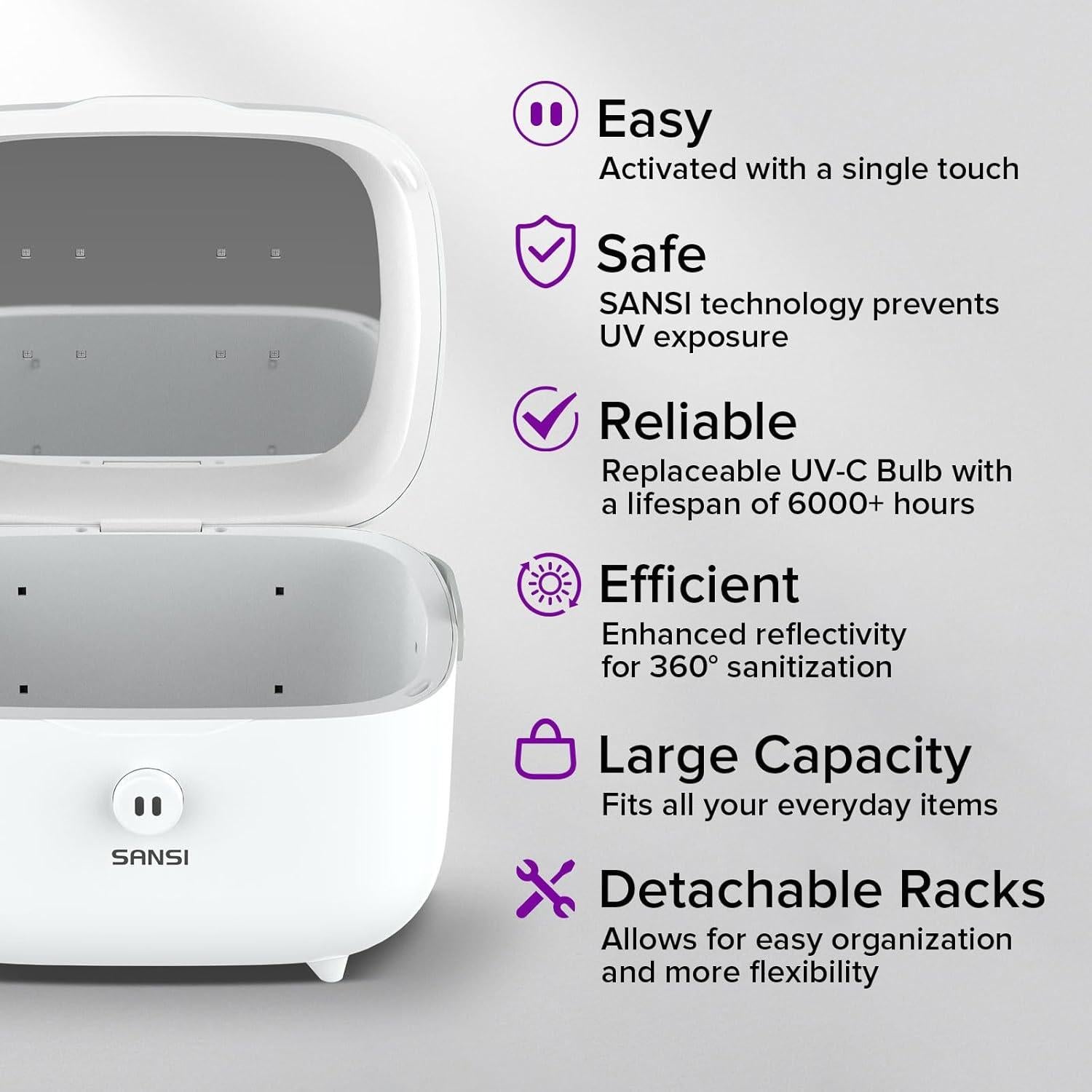 Caja Desinfectante UV SANSI 10W 5.1L, Esteriliza en 5 Minutos