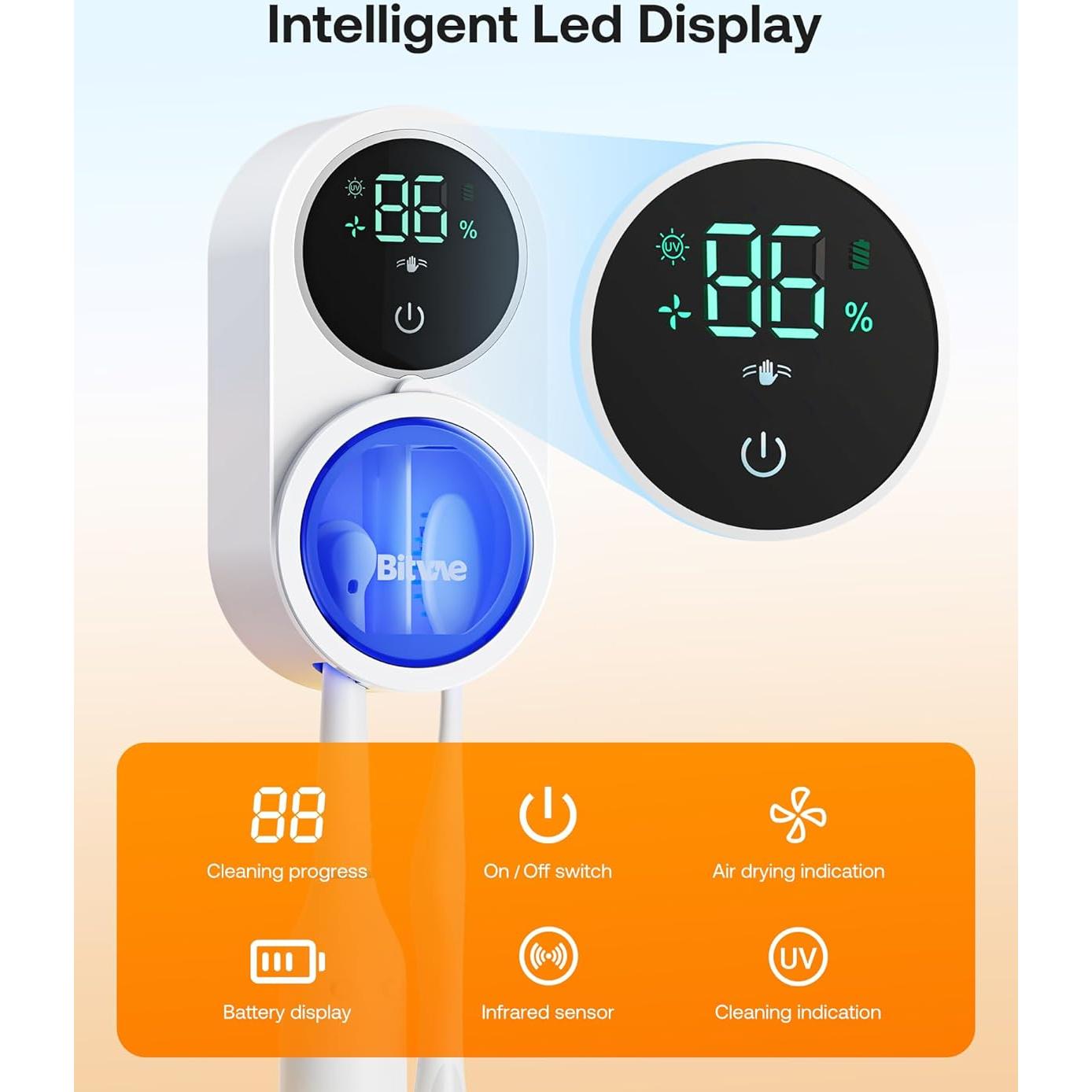 Limpiador de Cepillos de Dientes Bitvae con Soporte Pared LED