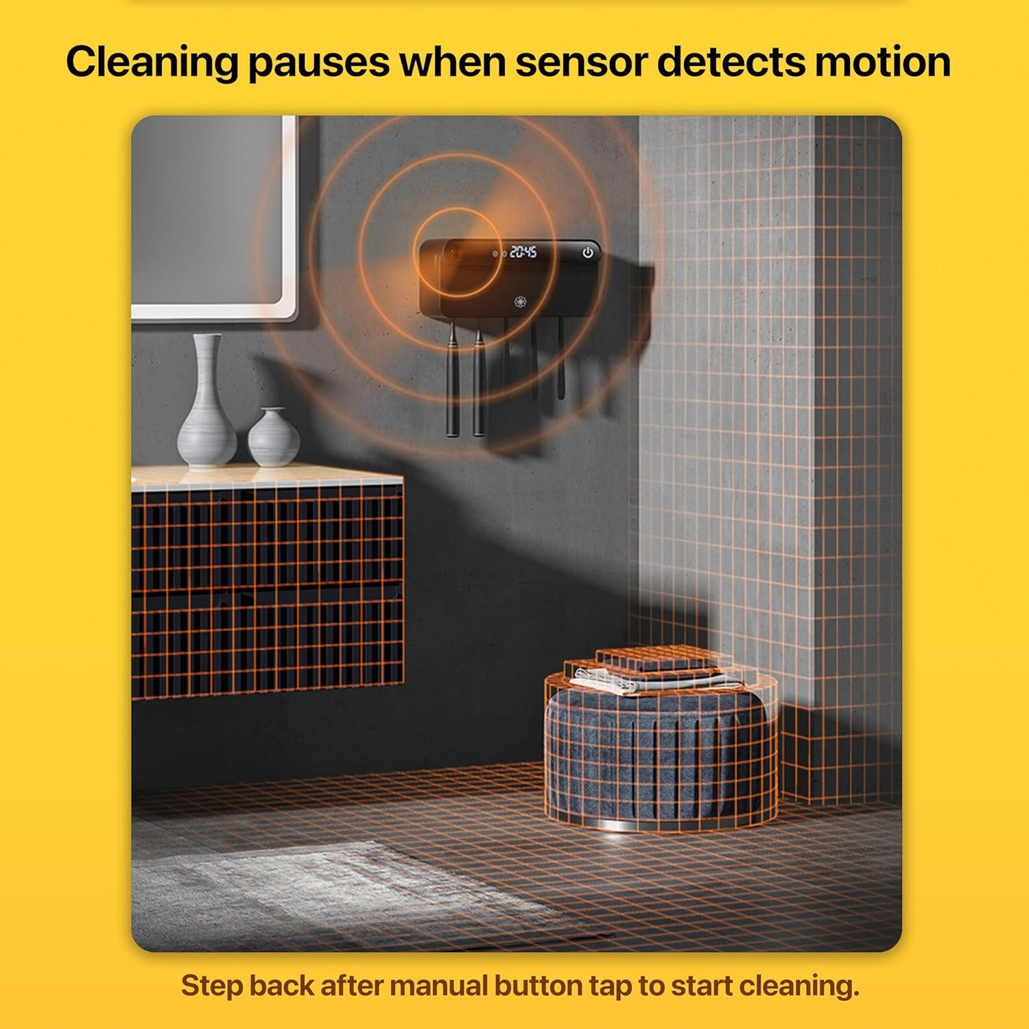 Soporte de Cepillo de Dientes Bloom Negro con Desinfectante y 5 Ranuras