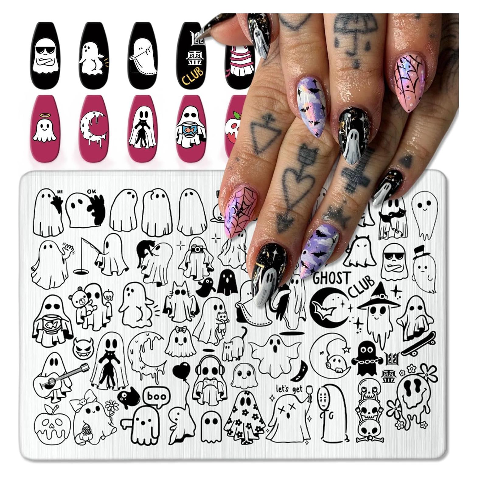 Kit de Estampado de Uñas de Halloween Mtruil - Fantasmas y Más