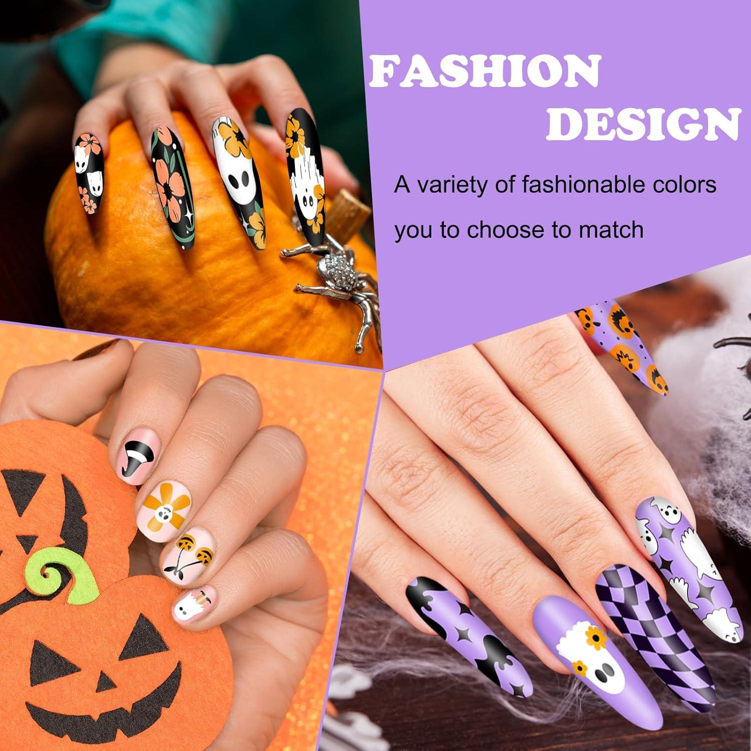 Placas de Uñas Halloween Whaline 4 Pcs Estampado Fantasmas