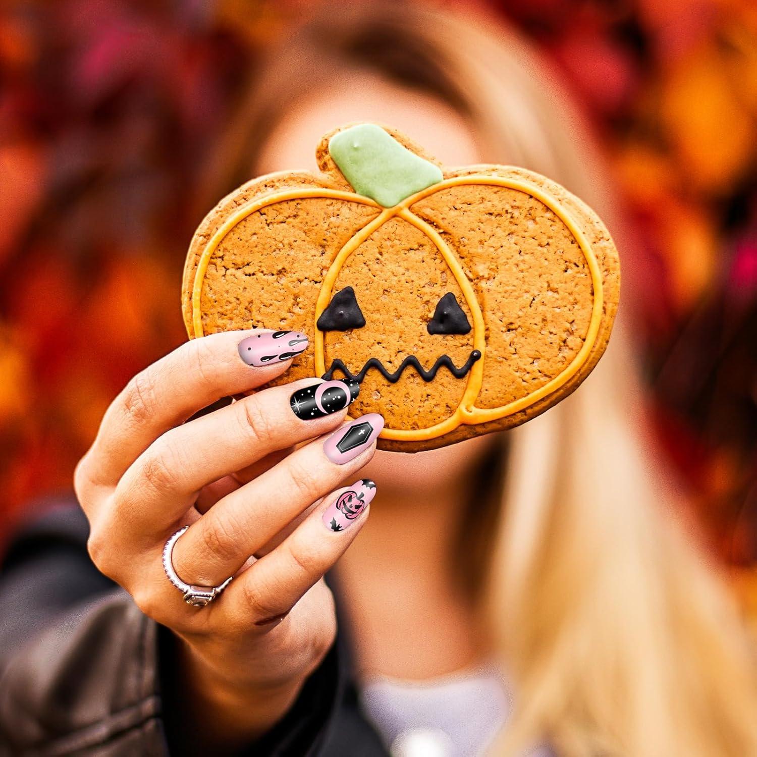 Placas de Uñas Halloween Whaline 4 Pcs Estampado Fantasmas