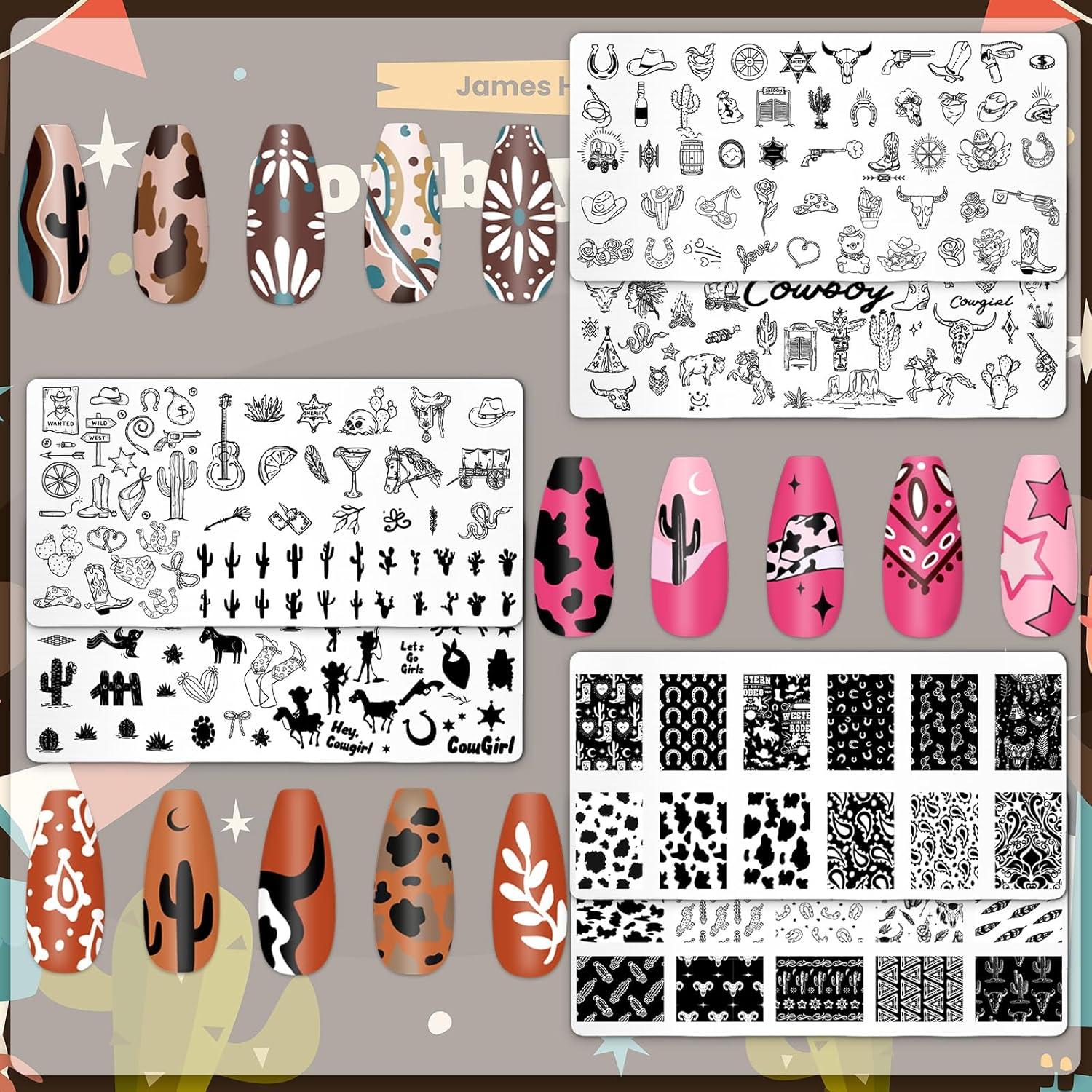 Set de 6 Placas de Estampado de Uñas Whaline - Diseño Oeste