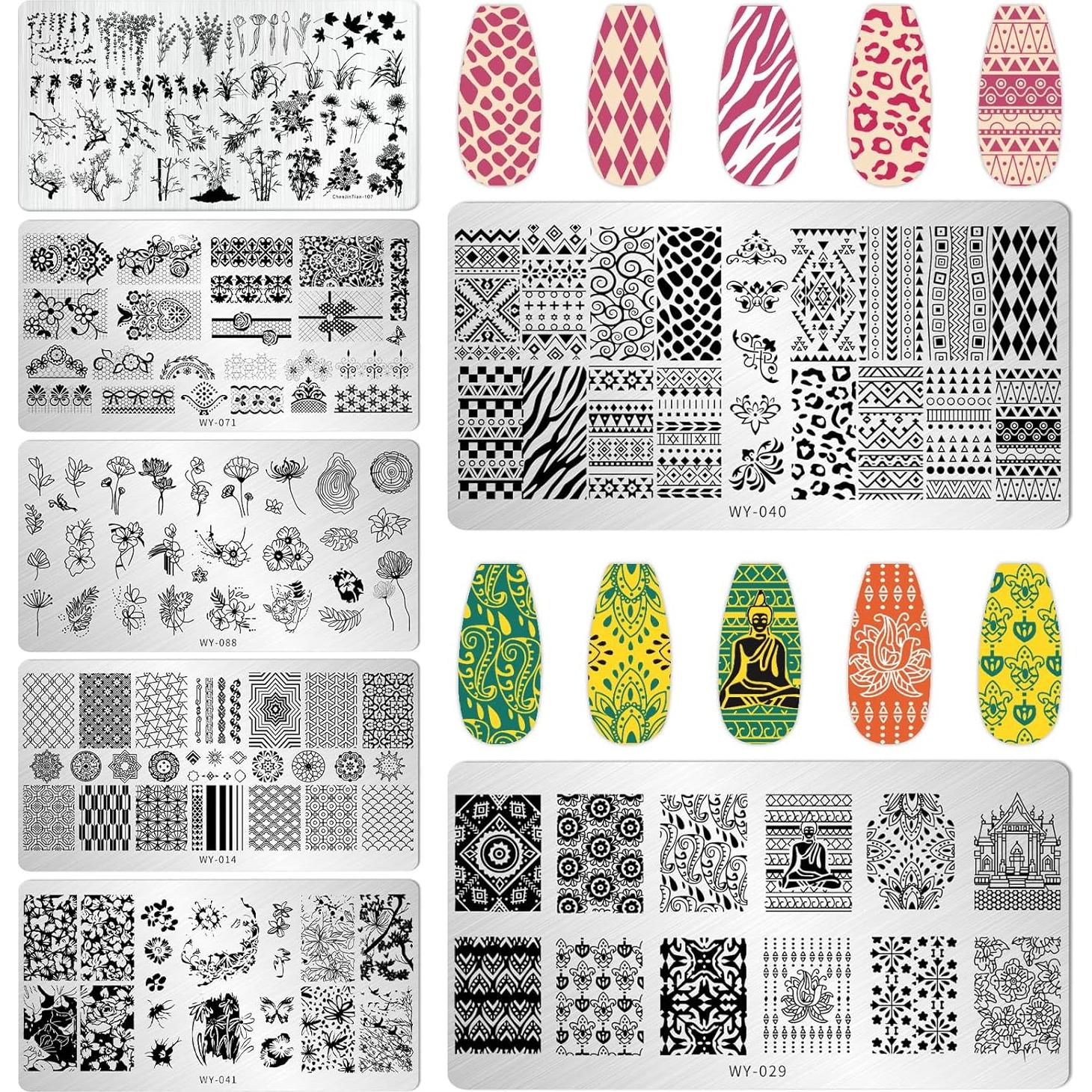 Kit de Estampado de Uñas AddFavor 6 Piezas con Estampador