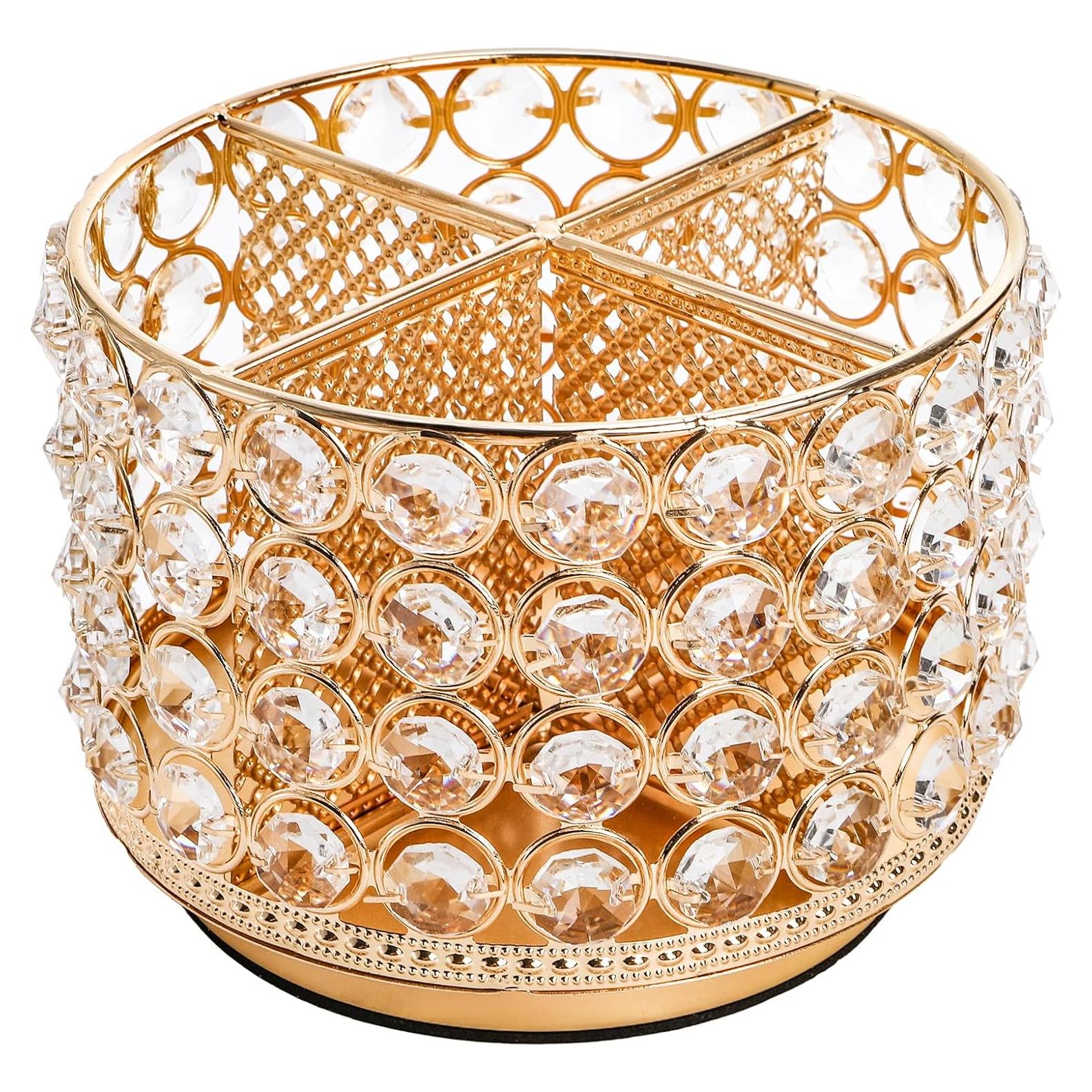 Organizador de Tocador Hedume de Cristal Rotatorio 360° 4 Compartimentos