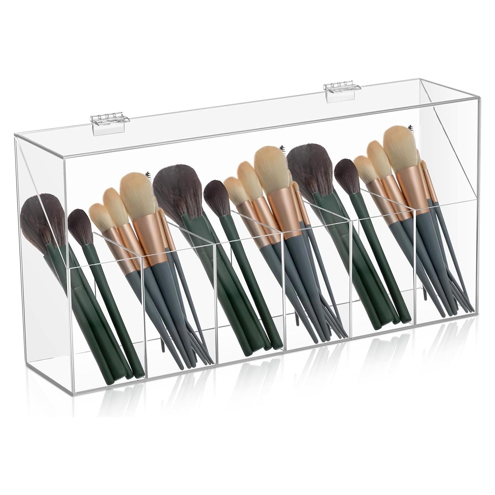 Organizador de Brochas de Maquillaje Acrílico Threehoney 6-Bolsillos