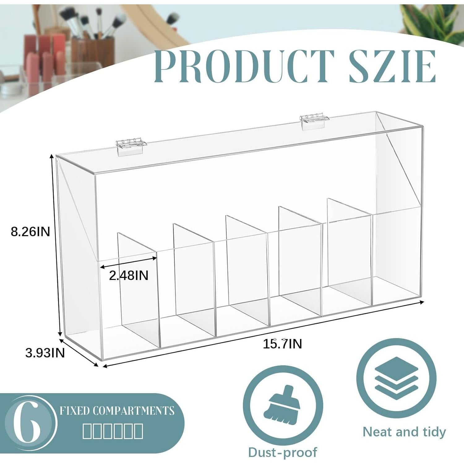 Organizador de Brochas de Maquillaje Acrílico Threehoney 6-Bolsillos