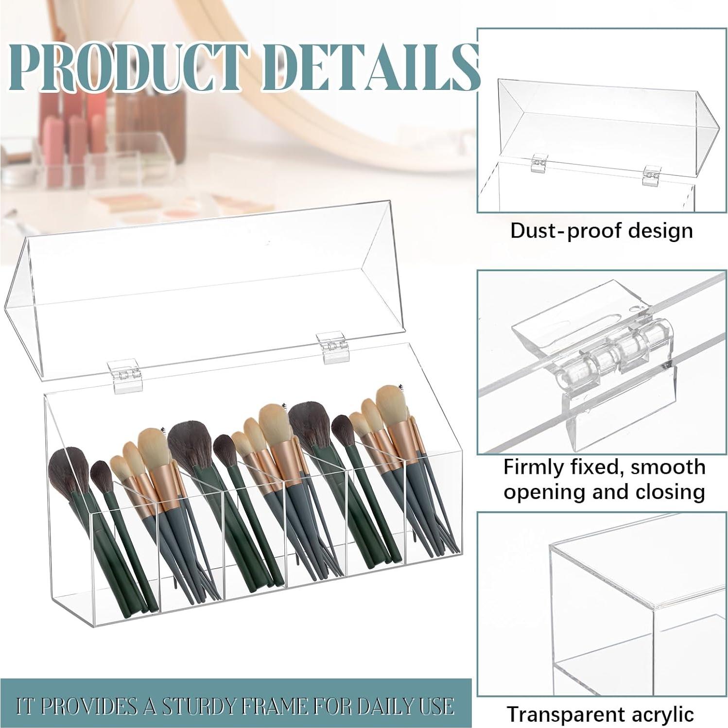 Organizador de Brochas de Maquillaje Acrílico Threehoney 6-Bolsillos