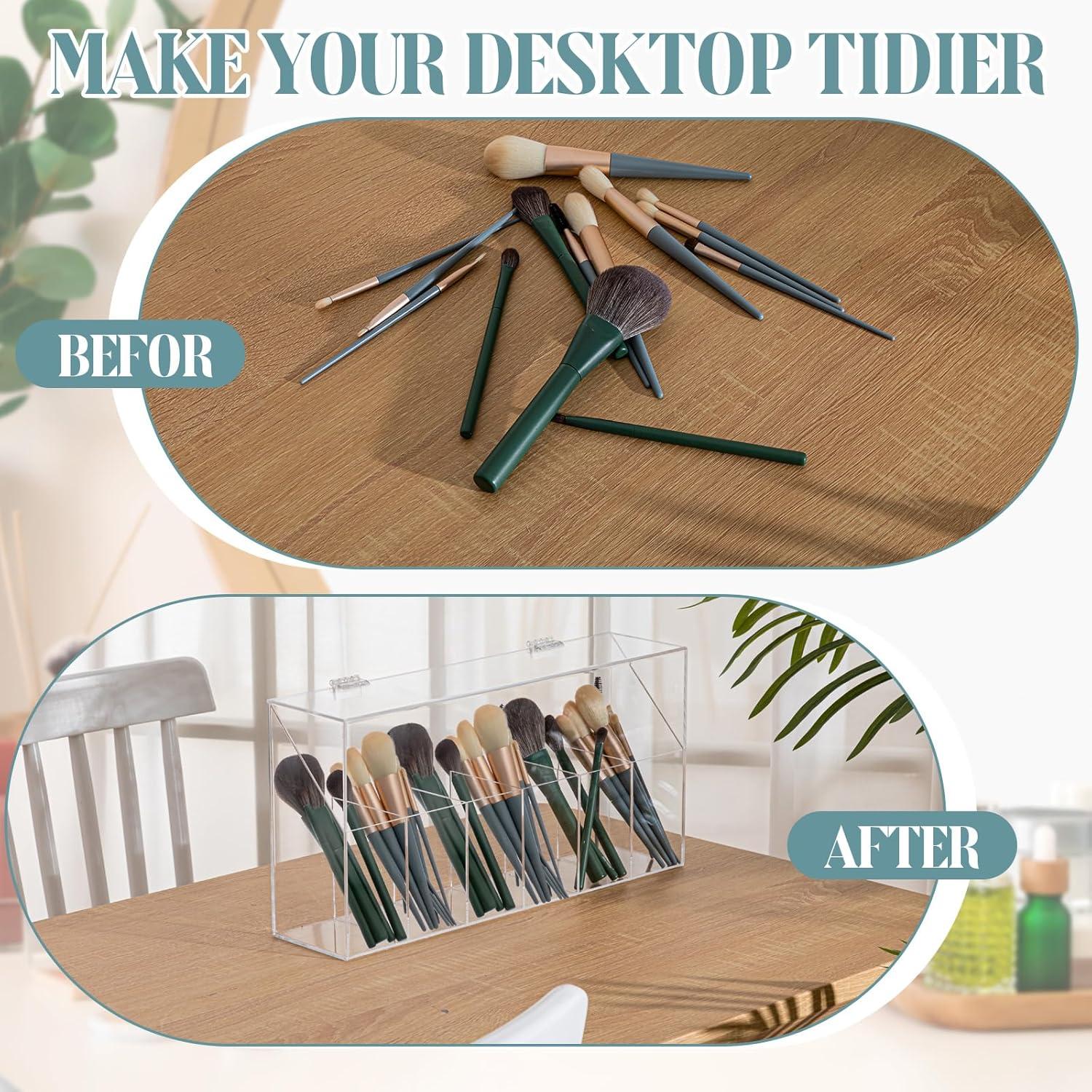 Organizador de Brochas de Maquillaje Acrílico Threehoney 6-Bolsillos