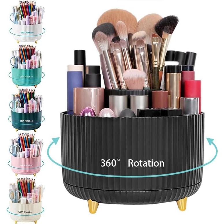 Soporte Rotatorio para Brochas de Maquillaje Y9A5N0K3O Negro