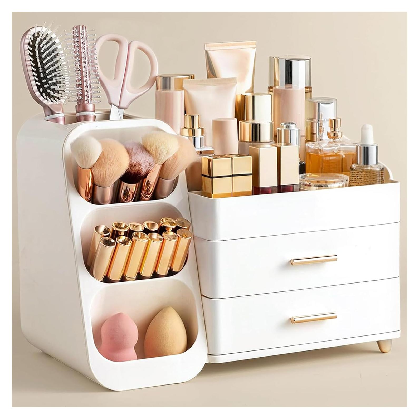 Organizador de Maquillaje HBlife Grande Blanco con Soporte