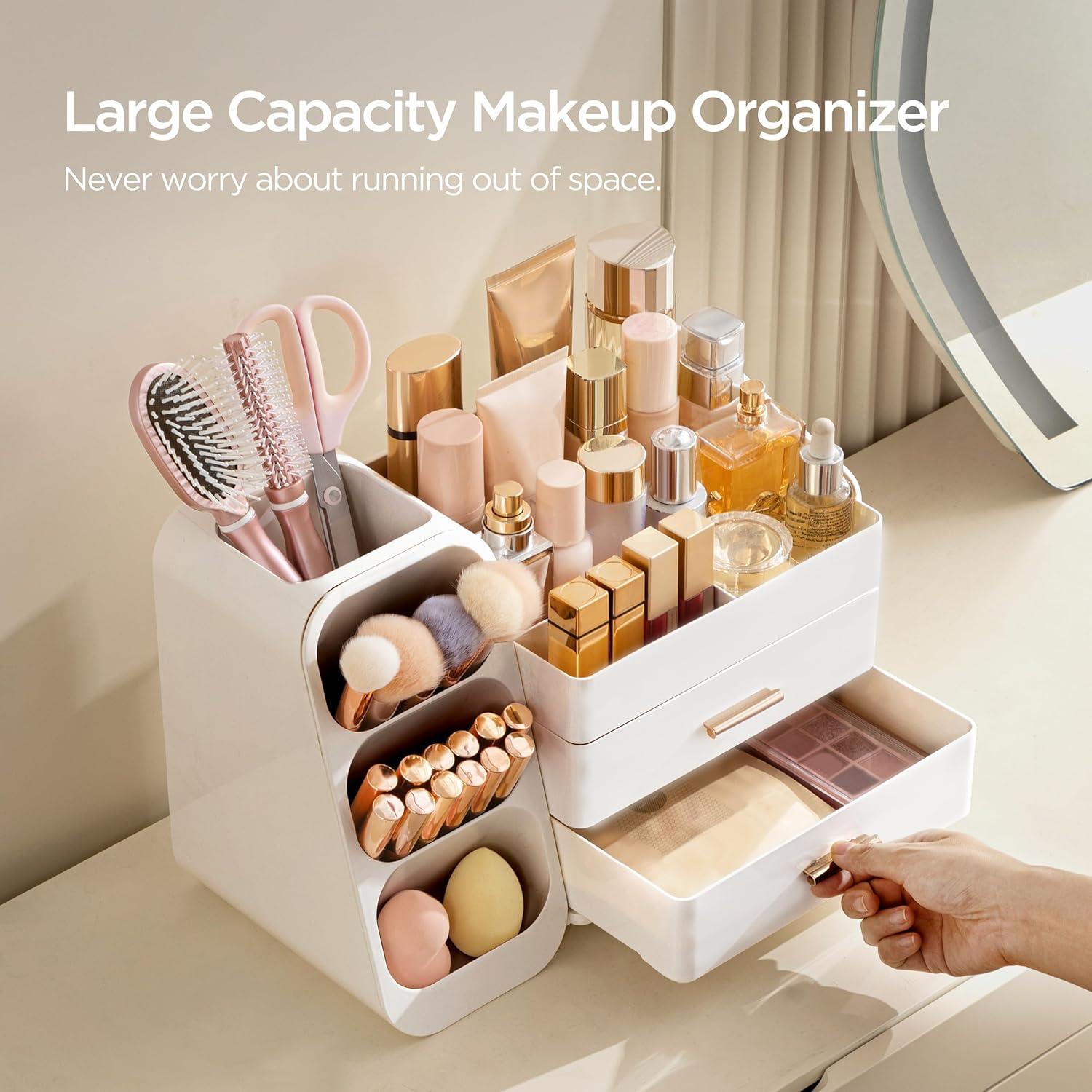 Organizador de Maquillaje HBlife Grande Blanco con Soporte