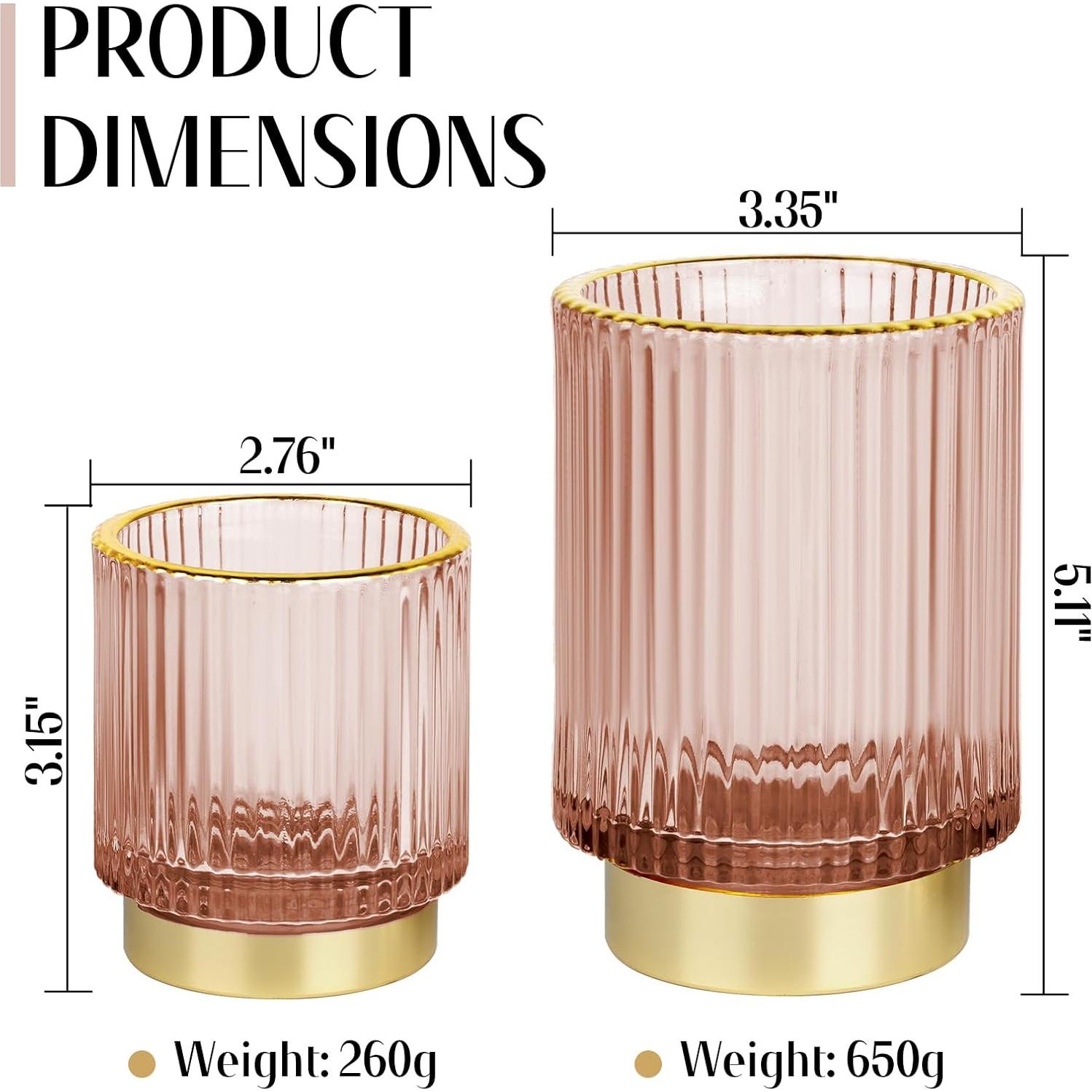 Organizador de Brochas de Maquillaje FullMeet Rosa Vidrio 2Pack