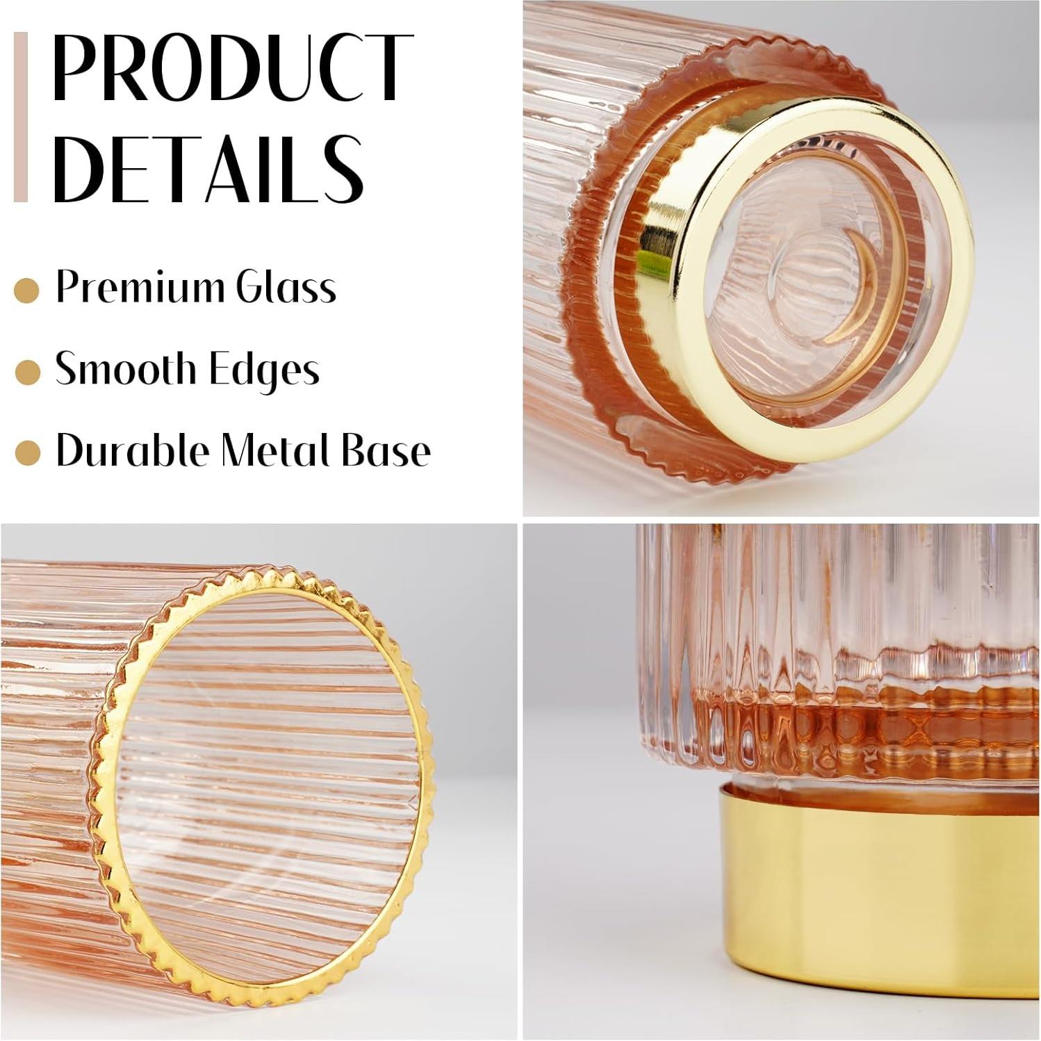 Organizador de Brochas de Maquillaje FullMeet Rosa Vidrio 2Pack