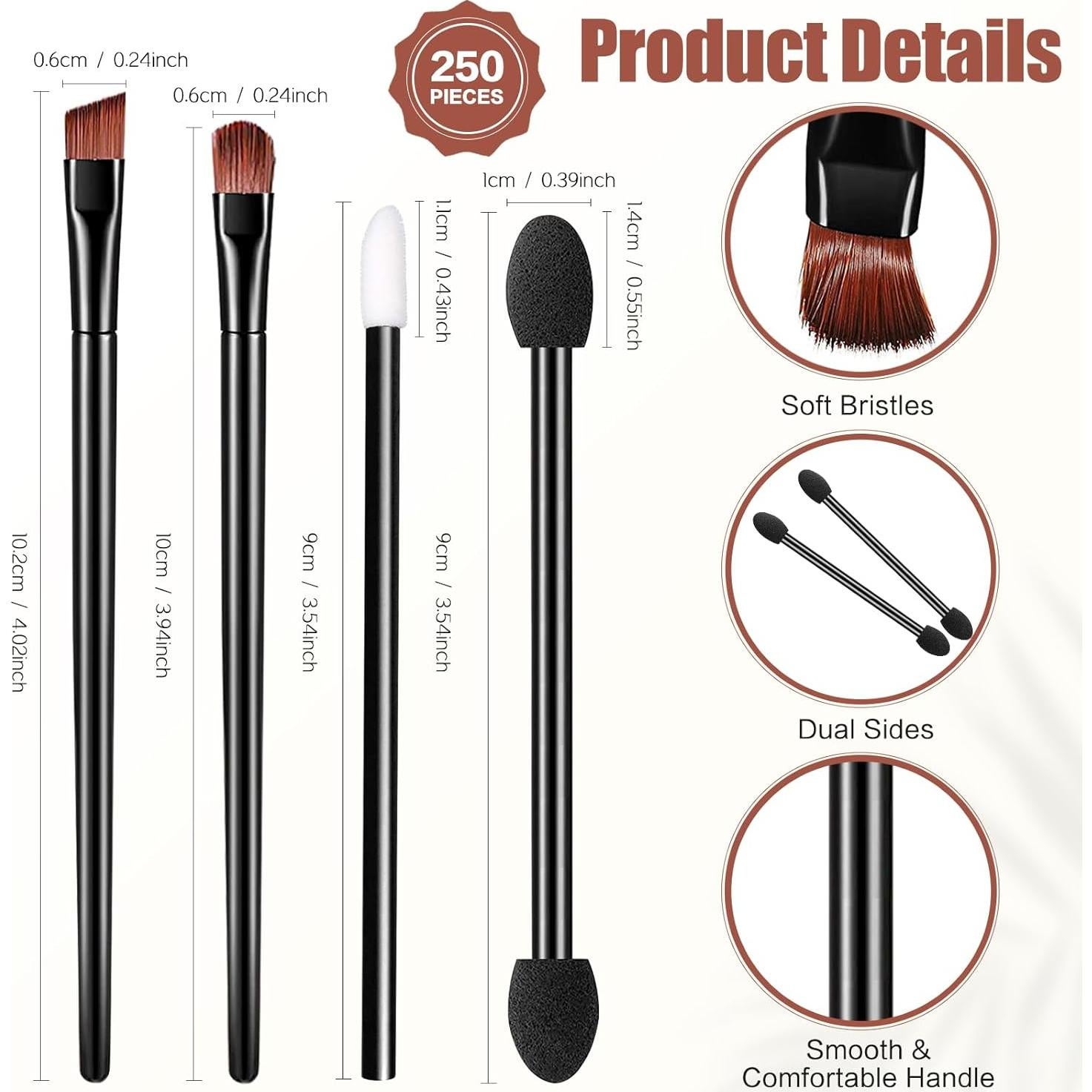 Juego de Brochas Desechables AUHOKY 250 Piezas para Maquillaje