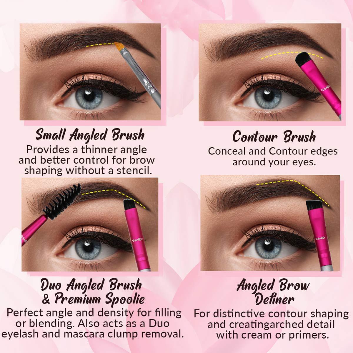 Kit de Cepillos para Cejas Vertex Beauty - Angulados y Spoolie