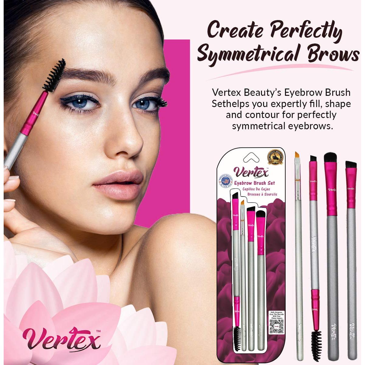 Kit de Cepillos para Cejas Vertex Beauty - Angulados y Spoolie