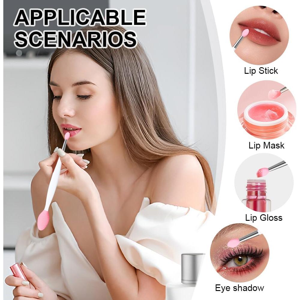 Lip Scrubber - 3 Pcs Dual-ended Lip Scrub Brush Lip Exfoliator Tool,3-in-1 Silicone Lip Brush Lip Mask Applicator Lip Scrub Tool