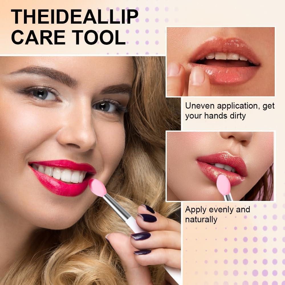 Lip Scrubber - 3 Pcs Dual-ended Lip Scrub Brush Lip Exfoliator Tool,3-in-1 Silicone Lip Brush Lip Mask Applicator Lip Scrub Tool