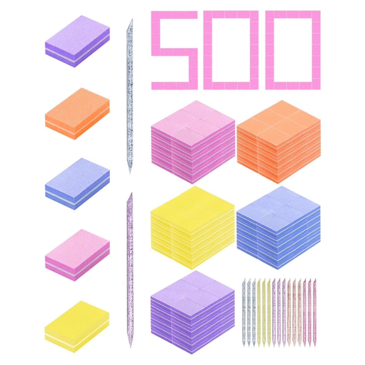 Kit de Pulidores de Uñas Axomize 500 Piezas Doble Cara 80/100