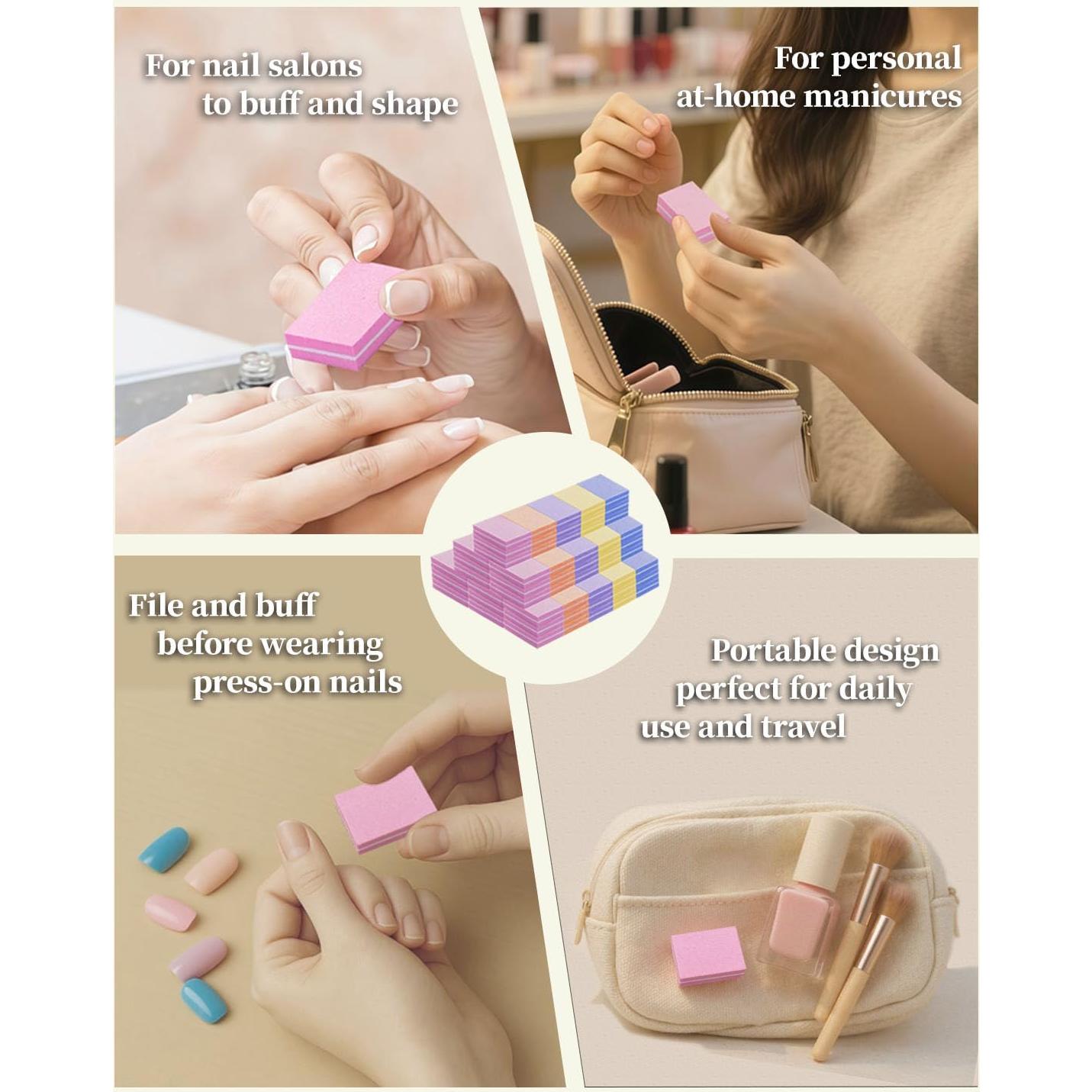 Kit de Pulidores de Uñas Axomize 500 Piezas Doble Cara 80/100