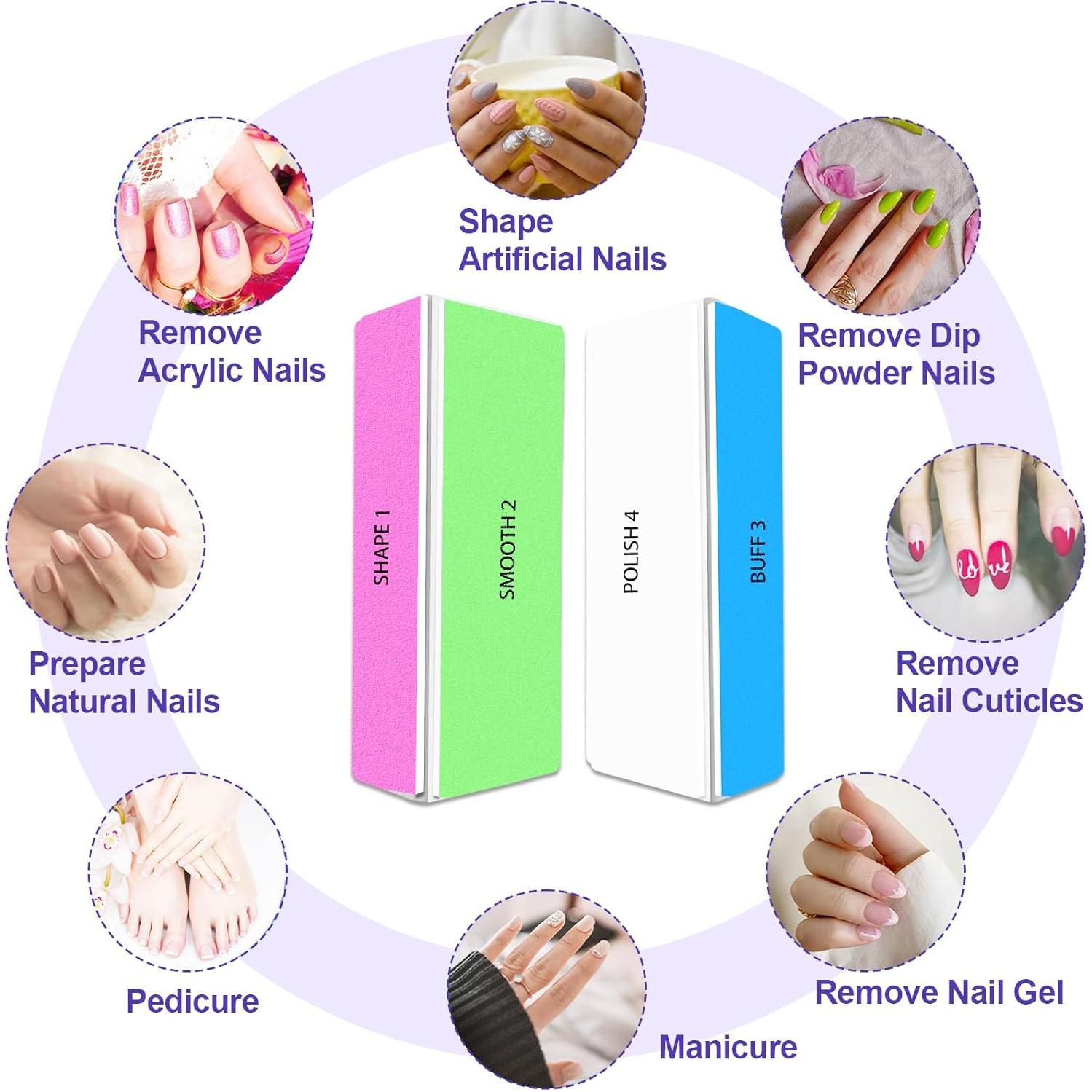 Bloque de Pulido de Uñas HomeyEra 4 Vías 120/240/600/3000 Grano