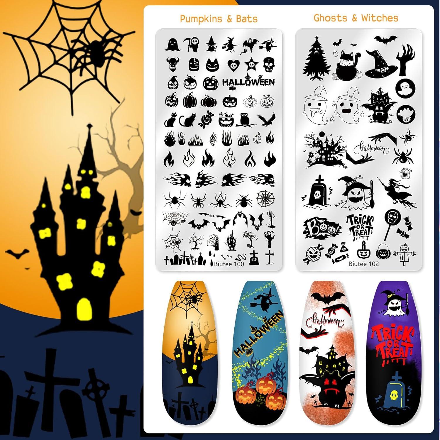 Kit de Estampado de Uñas Biutee 16Pcs con Estampador y Raspador