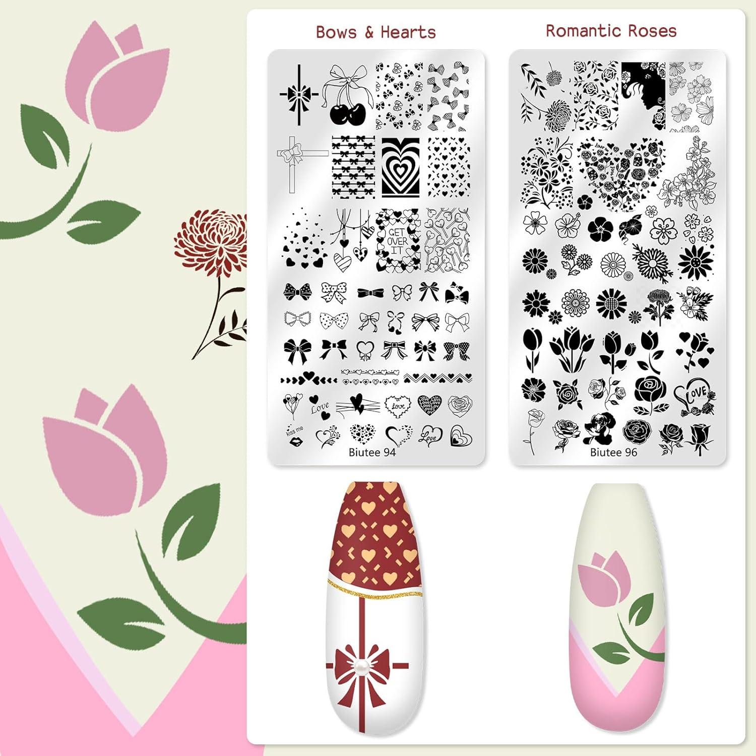 Kit de Estampado de Uñas Biutee 16Pcs con Estampador y Raspador