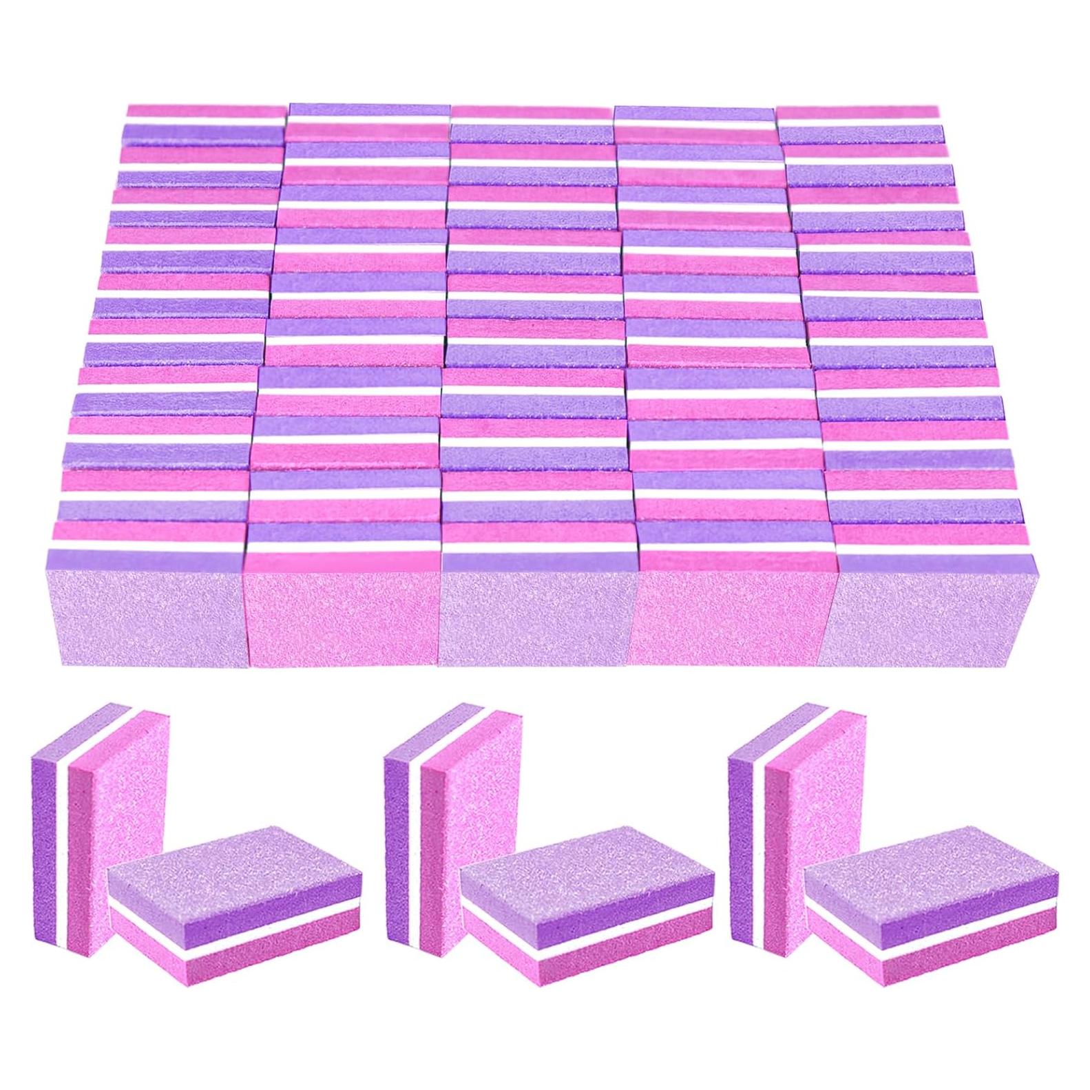 50 Esponjas Pulidoras de Uñas TKYZMS 100/180 Grit Rosa-Púrpura