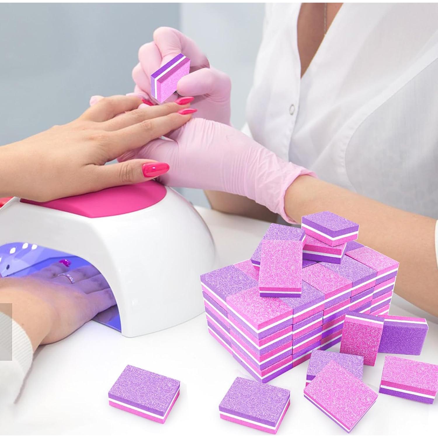 50 Esponjas Pulidoras de Uñas TKYZMS 100/180 Grit Rosa-Púrpura