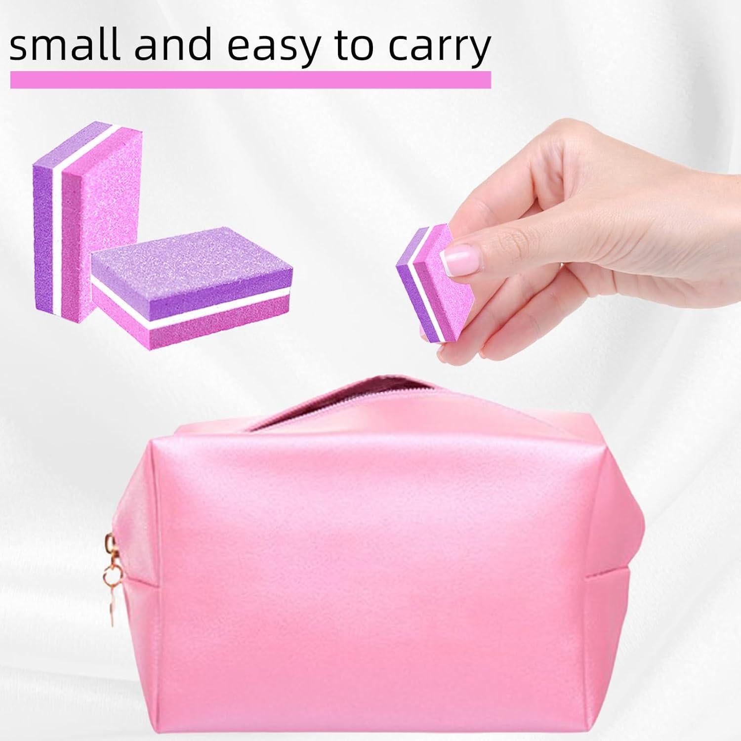 50 Esponjas Pulidoras de Uñas TKYZMS 100/180 Grit Rosa-Púrpura