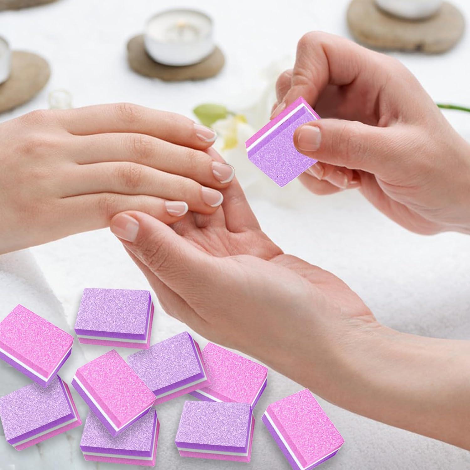 50 Esponjas Pulidoras de Uñas TKYZMS 100/180 Grit Rosa-Púrpura